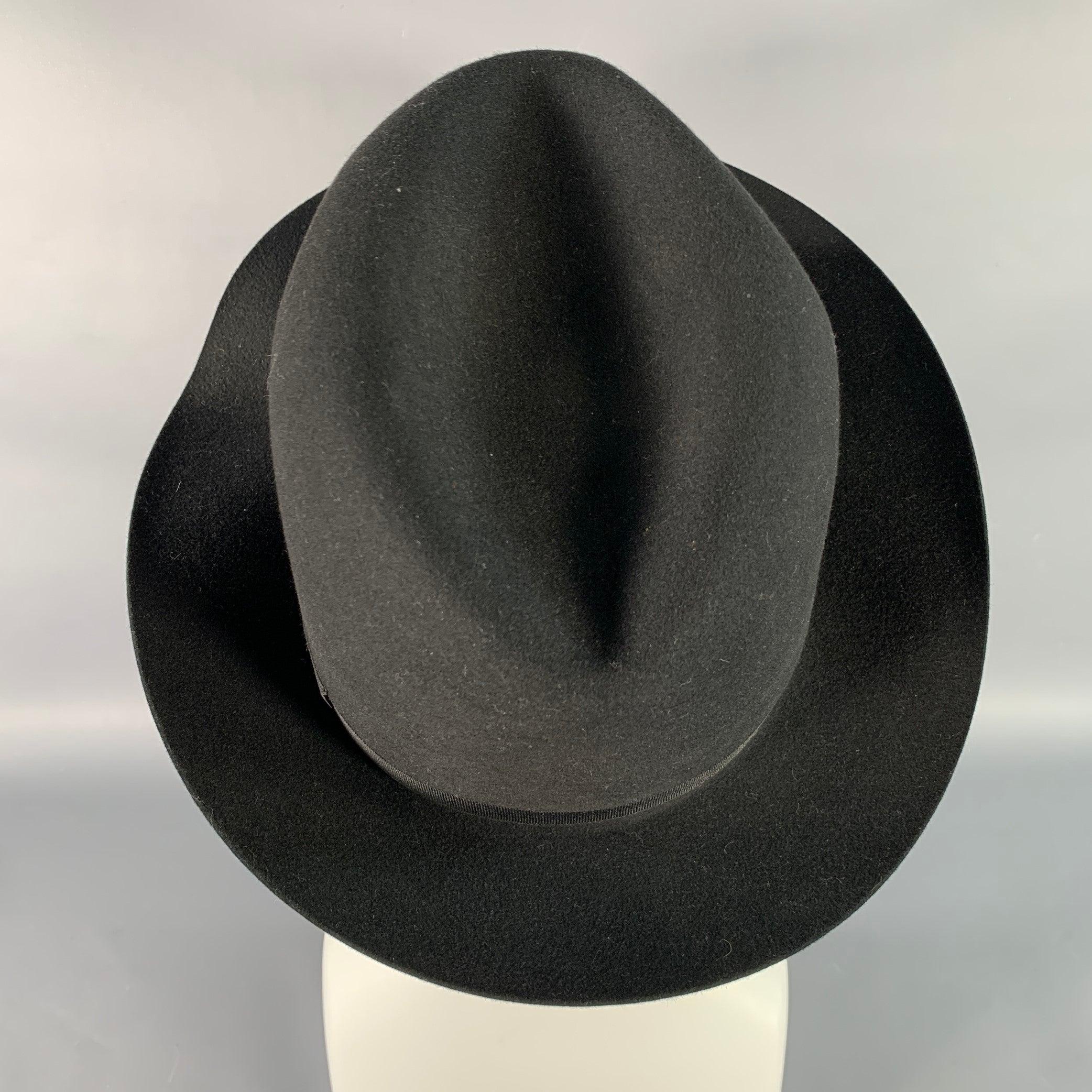 NEIMAN MARCUS Vintage Größe 7 1/8 Weekender Schwarz Pelz Filz Fedora Hut Herren im Angebot