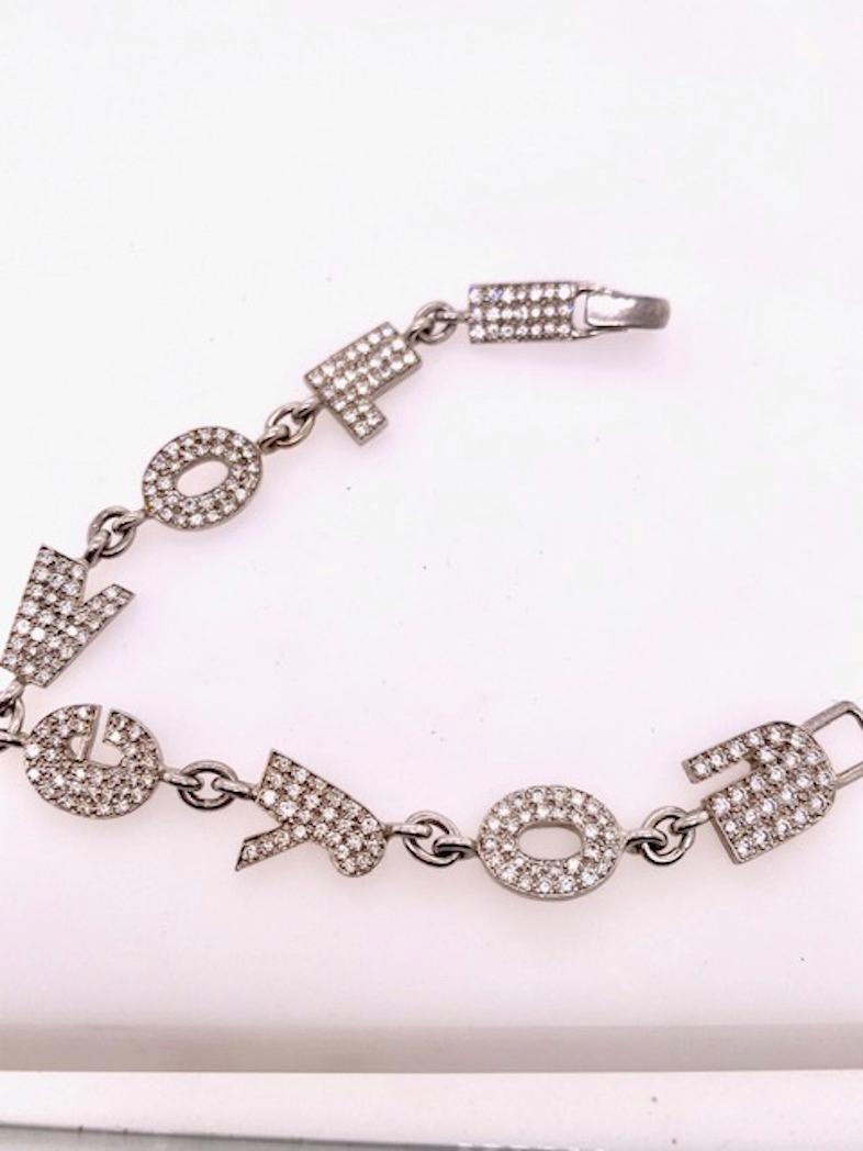 Brilliant Cut Neiman Marcus White Gold I LOVE YOU Bracelet