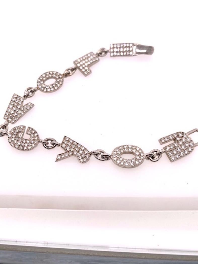 Neiman Marcus White Gold I LOVE YOU Bracelet In Excellent Condition In New York, NY