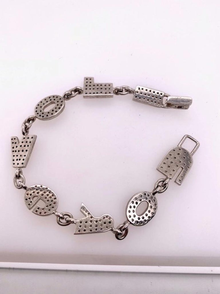 Neiman Marcus White Gold I LOVE YOU Bracelet For Sale at 1stDibs