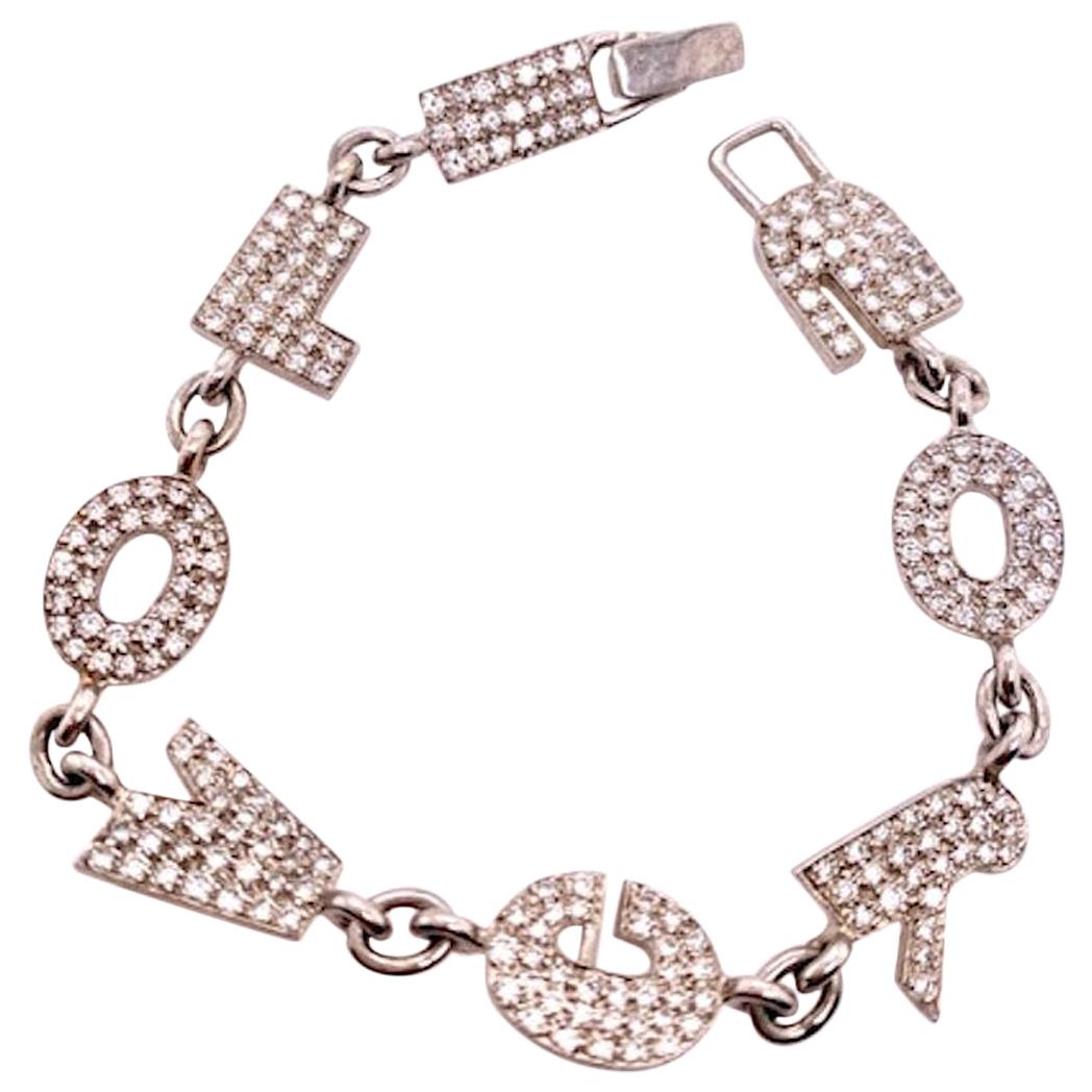 Neiman Marcus White Gold I LOVE YOU Bracelet