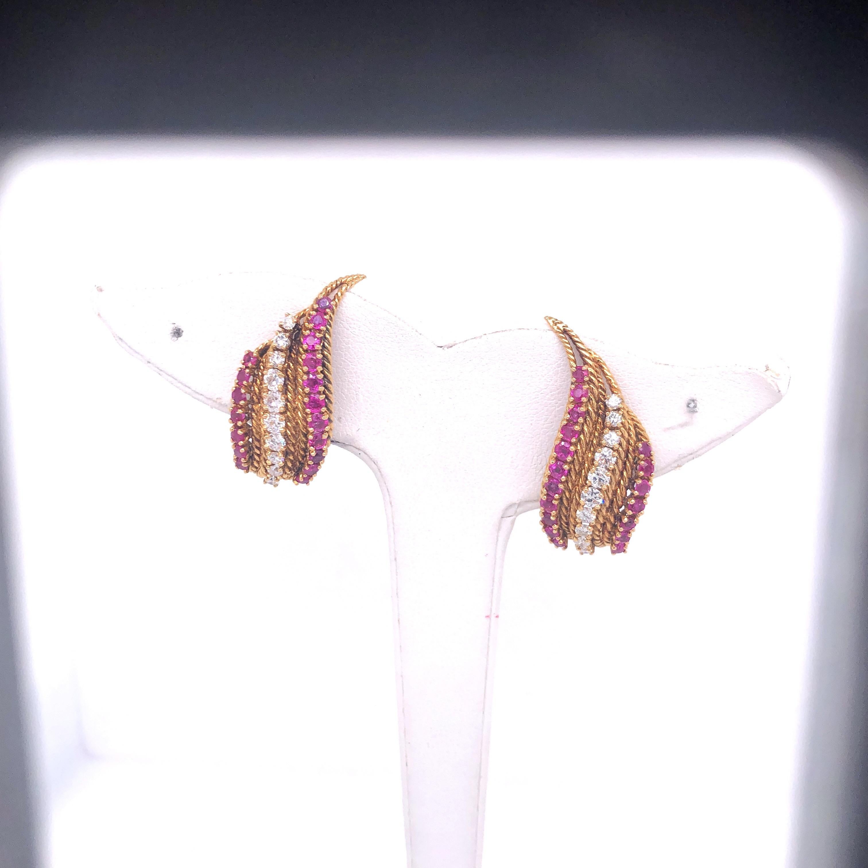 Neiman Marcus Yellow Gold Ruby Diamond Earrings For Sale 8