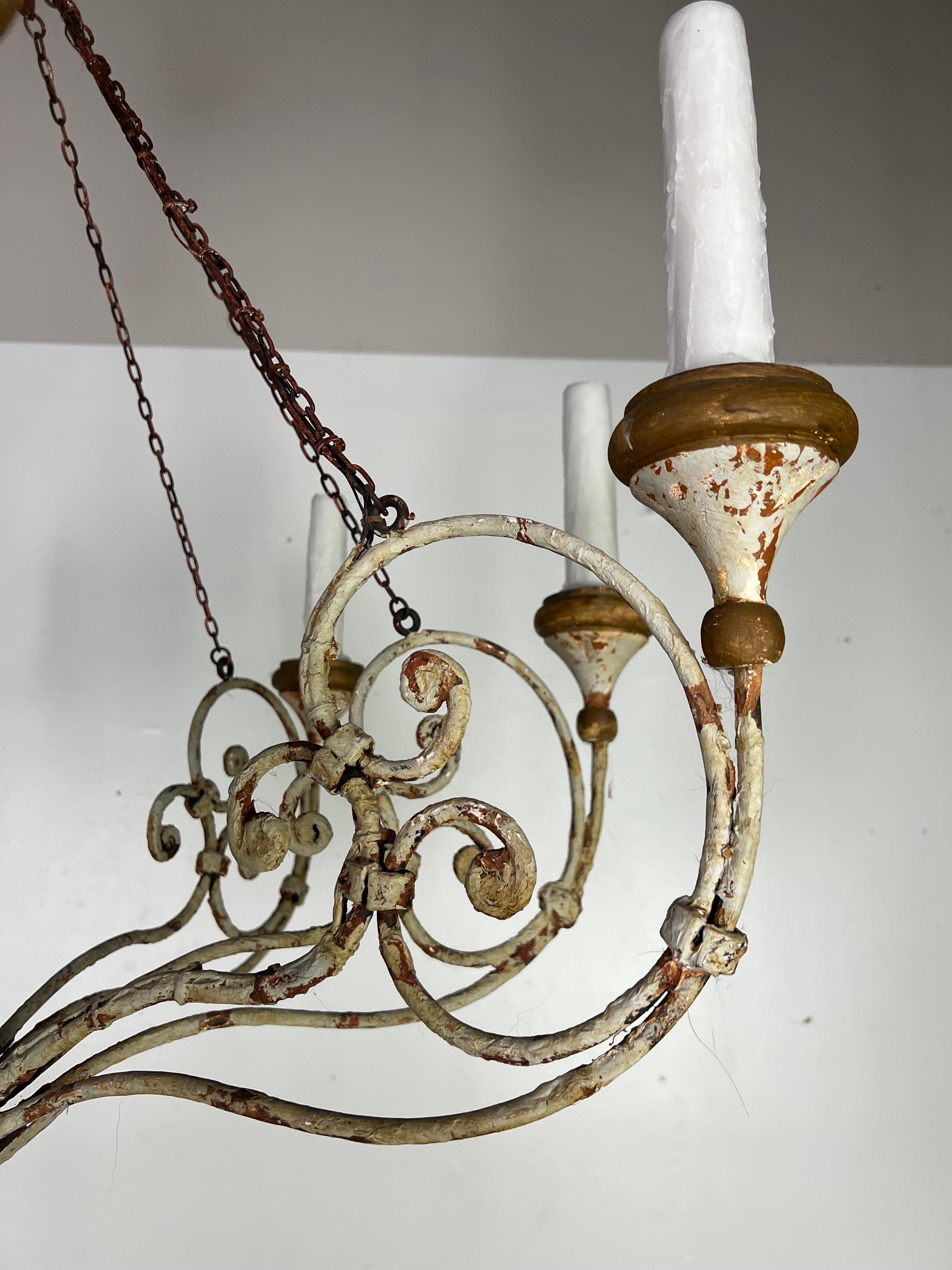 Rococo Neimann Weeks Iron & Wood Scrolled Chandelier