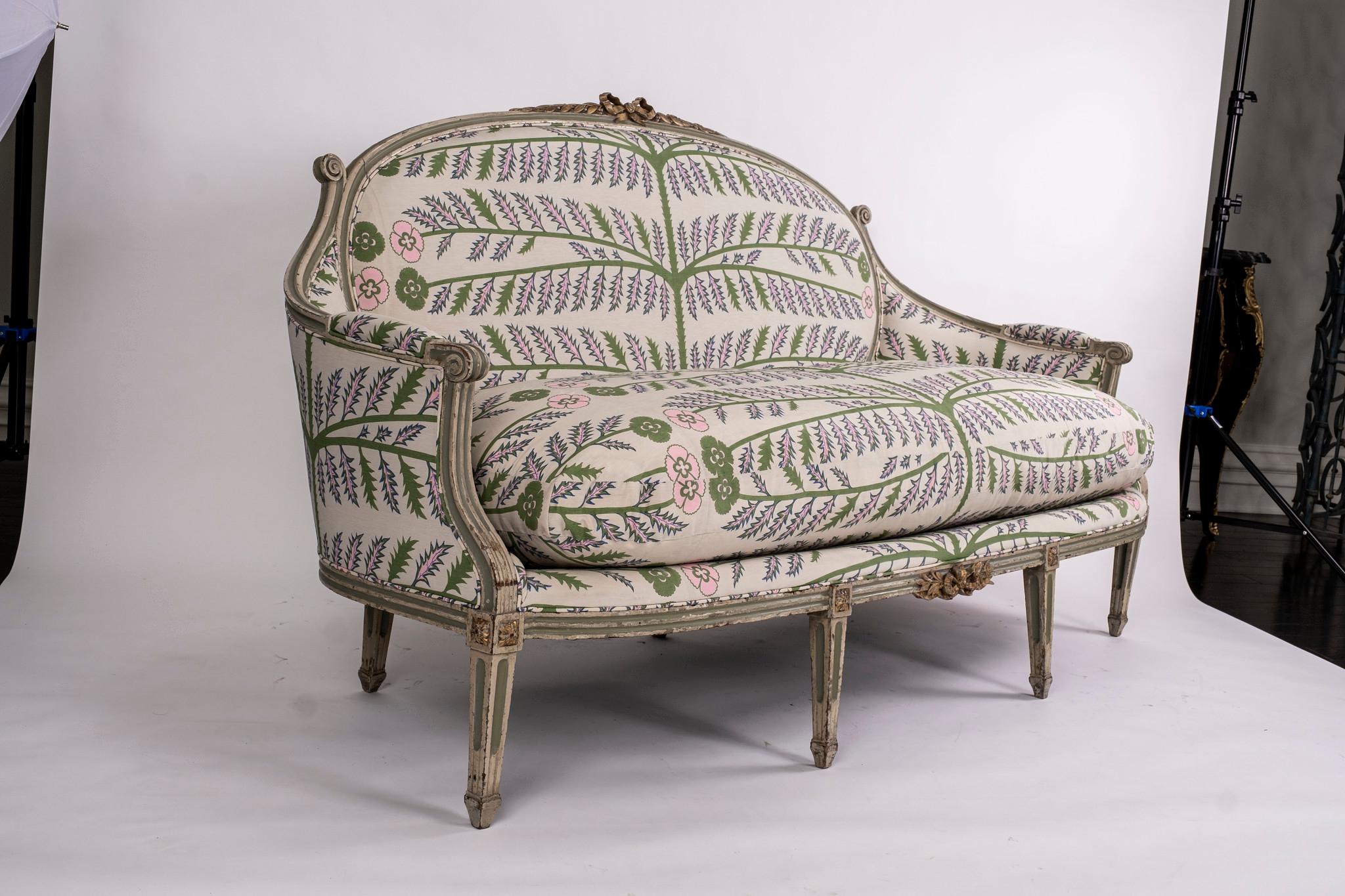 European Neisha Crosland Thistle Louis XVI Style Sofa