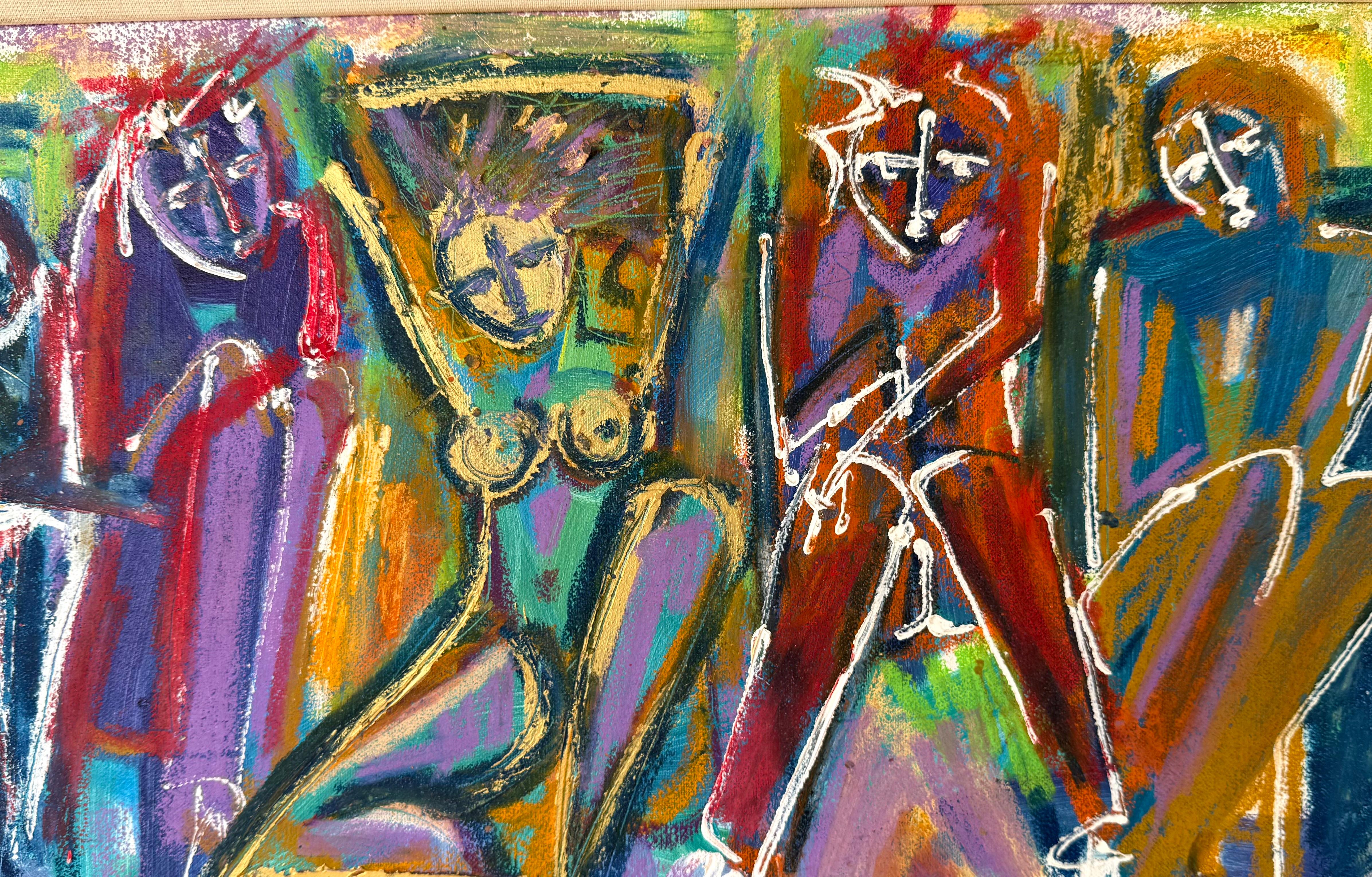 Ecco un'opera originale, vivace e riccamente dipinta, di una serie di figure astratte della nota artista americana Neith Nevelson. Firmato in basso a destra. Le condizioni sono eccellenti. Pittura acrilica su cartoncino con riflessi di pennarello