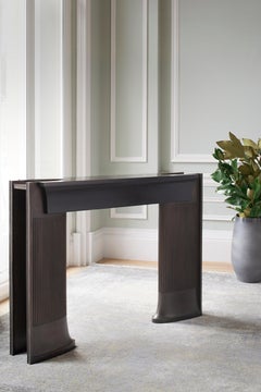Nekkar Modern Luxury Console Table with Art Deco Twist Metal Coated Wood