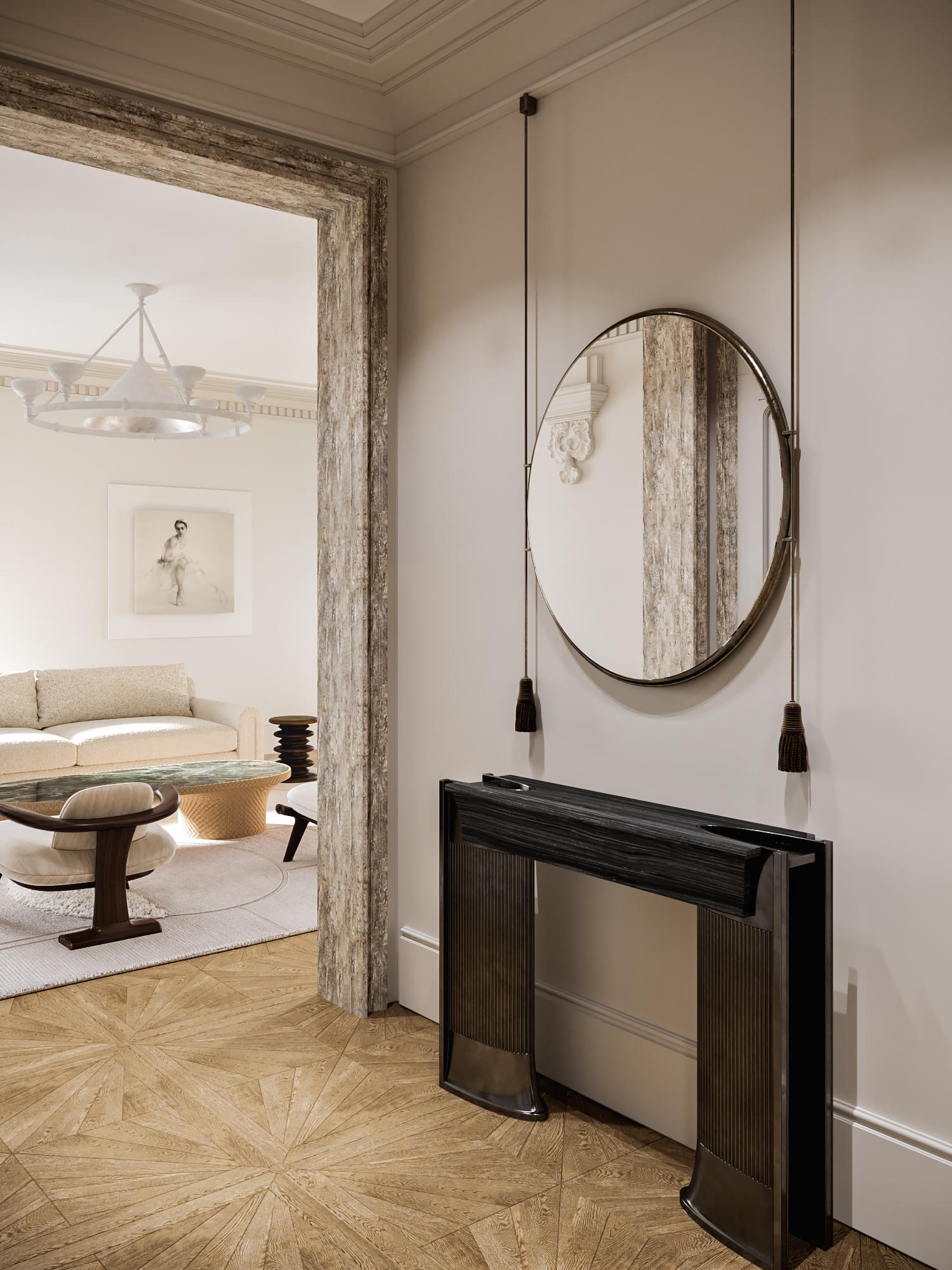 Nekkar Tavolino di lusso moderno con legno rivestito di metallo in stile Art Deco in vendita 2