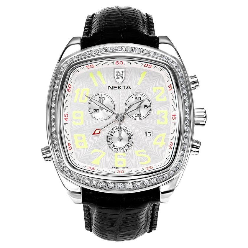 Nekta Watch: Empire with Black Leather Strap For Sale