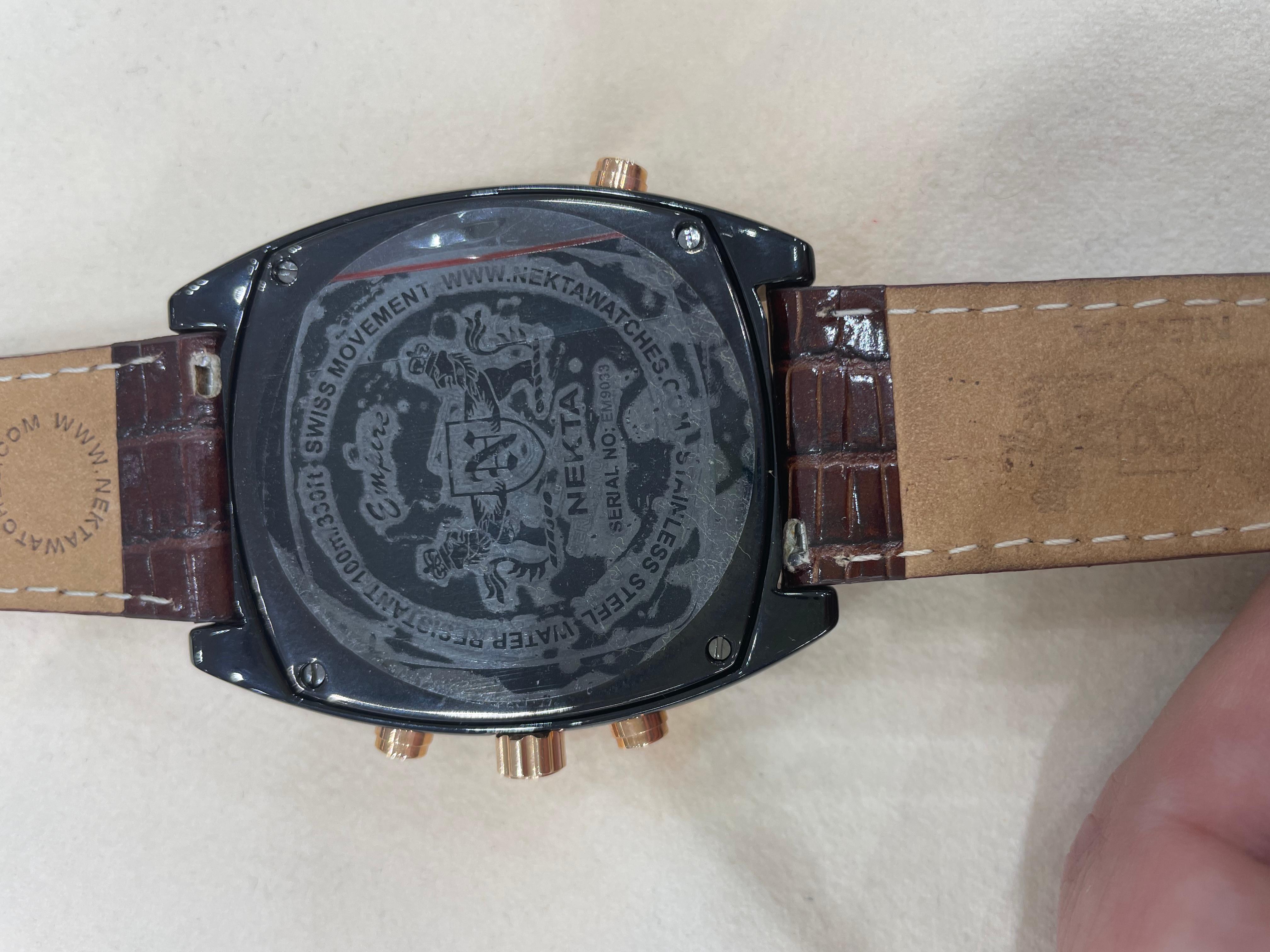 NEKTA WATCH: EMPIRE with Brown Leather Strap For Sale 2