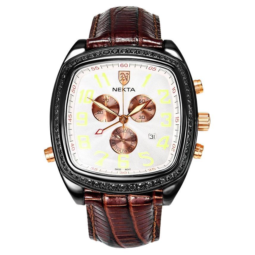NEKTA WATCH: EMPIRE with Brown Leather Strap For Sale