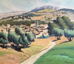 Paysage impressionniste de Provence, peinture à l'huile