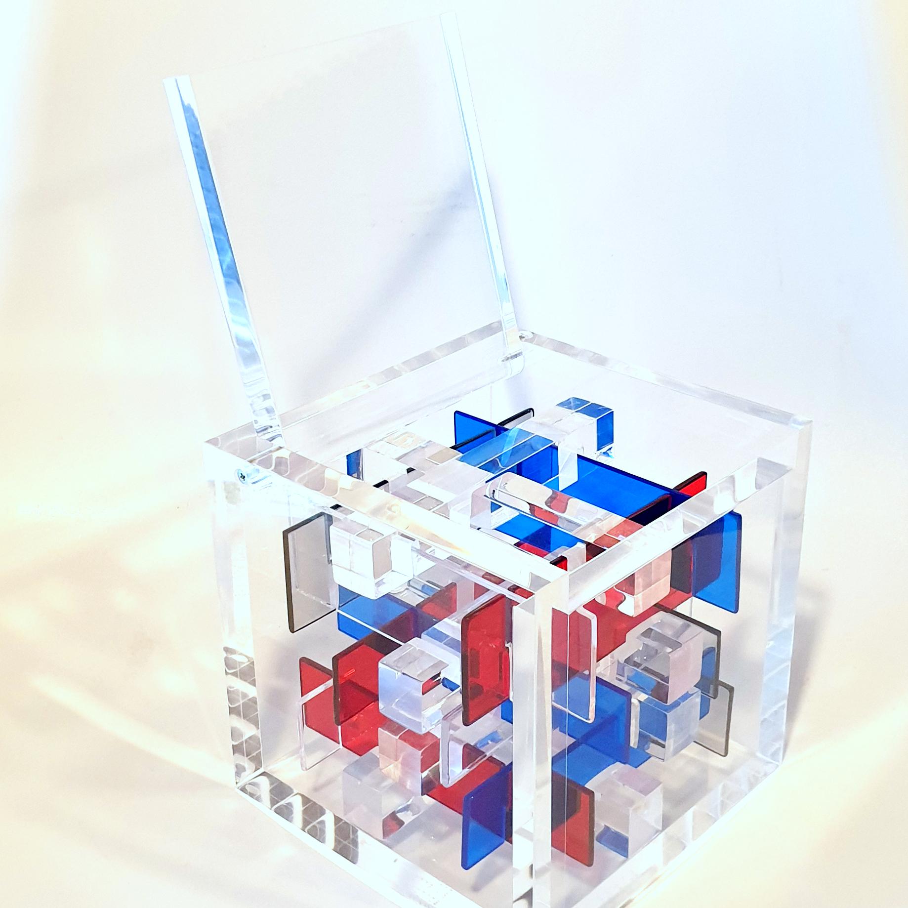 Composition BRGT - contemporary modern abstract geometric cube sculpture - Sculpture by Haringa + Olijve