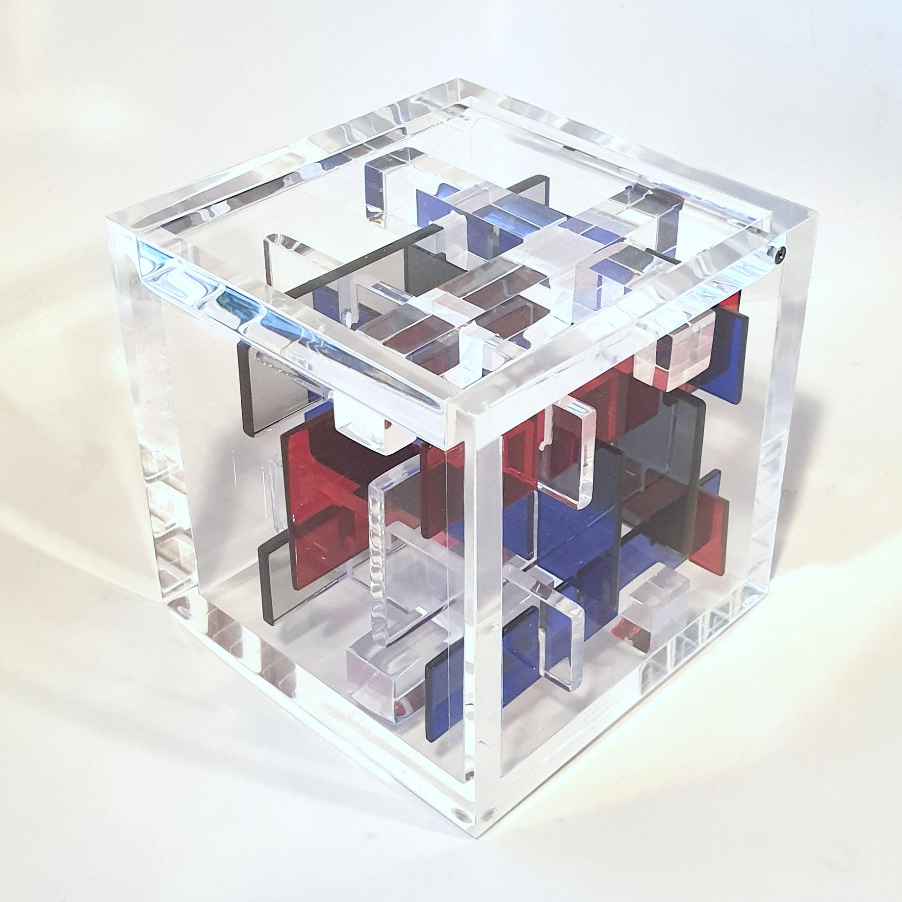 Composition BRGT - contemporary modern abstract geometric cube sculpture - Abstract Geometric Sculpture by Haringa + Olijve