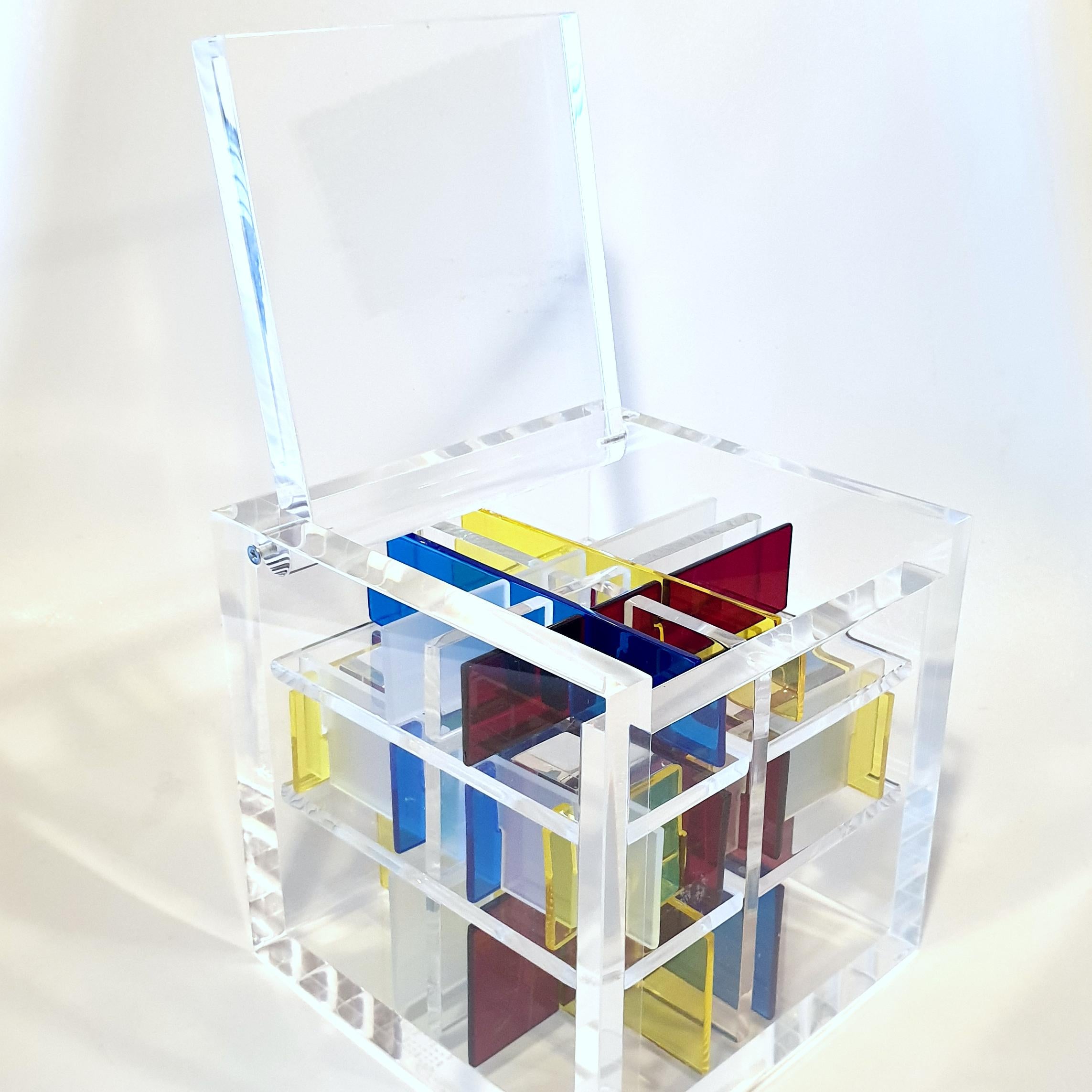 Spatial Construct - contemporary modern abstract geometric cube sculpture - Sculpture by Haringa + Olijve