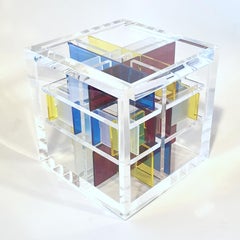 Spatial Construct - contemporary modern abstract geometric cube sculpture
