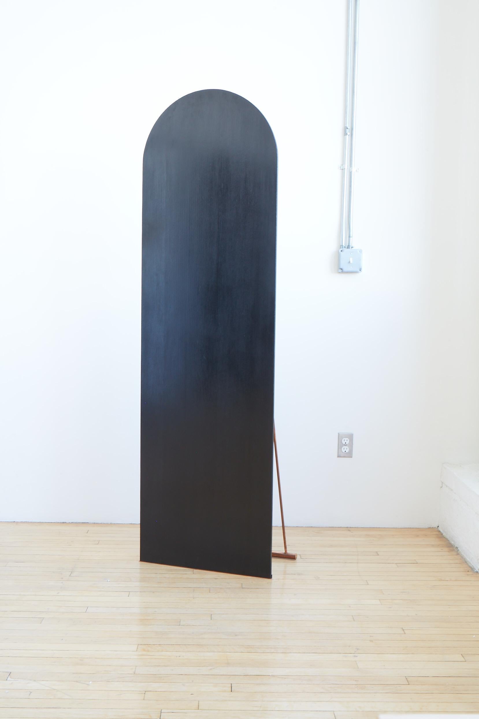 This phantasmagoric, conceptual representation of a full-scale free-standing floor mirror by Belgian artist Nel Verbeke is from her 2016 collection 'Embrace Melancholy'. The piece, entitled 'Black Mirror' refers to 19th century practices of viewing