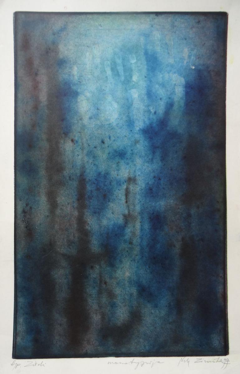 Fleurs  1999, papier, monotype - Mixed Media Art de Nele Zirnite