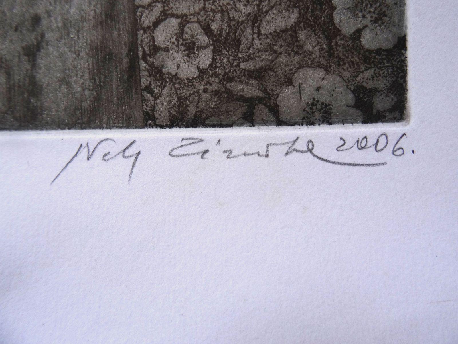 Reservoir  2006, 8/50, paper, etching, 49.5x29 cm - Symbolist Mixed Media Art by Nele Zirnite