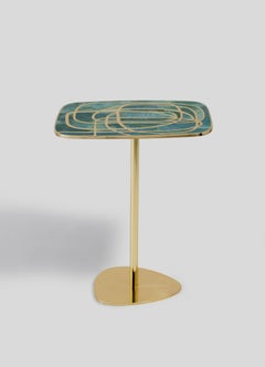 Neli Side Table in Brass & Semi Precious Stone, Viya by Vikram Goyal