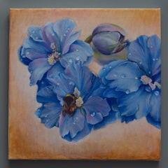 Morning Dew on Blue Delphinium Petals