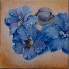 Morning Dew on Blue Delphinium Petals