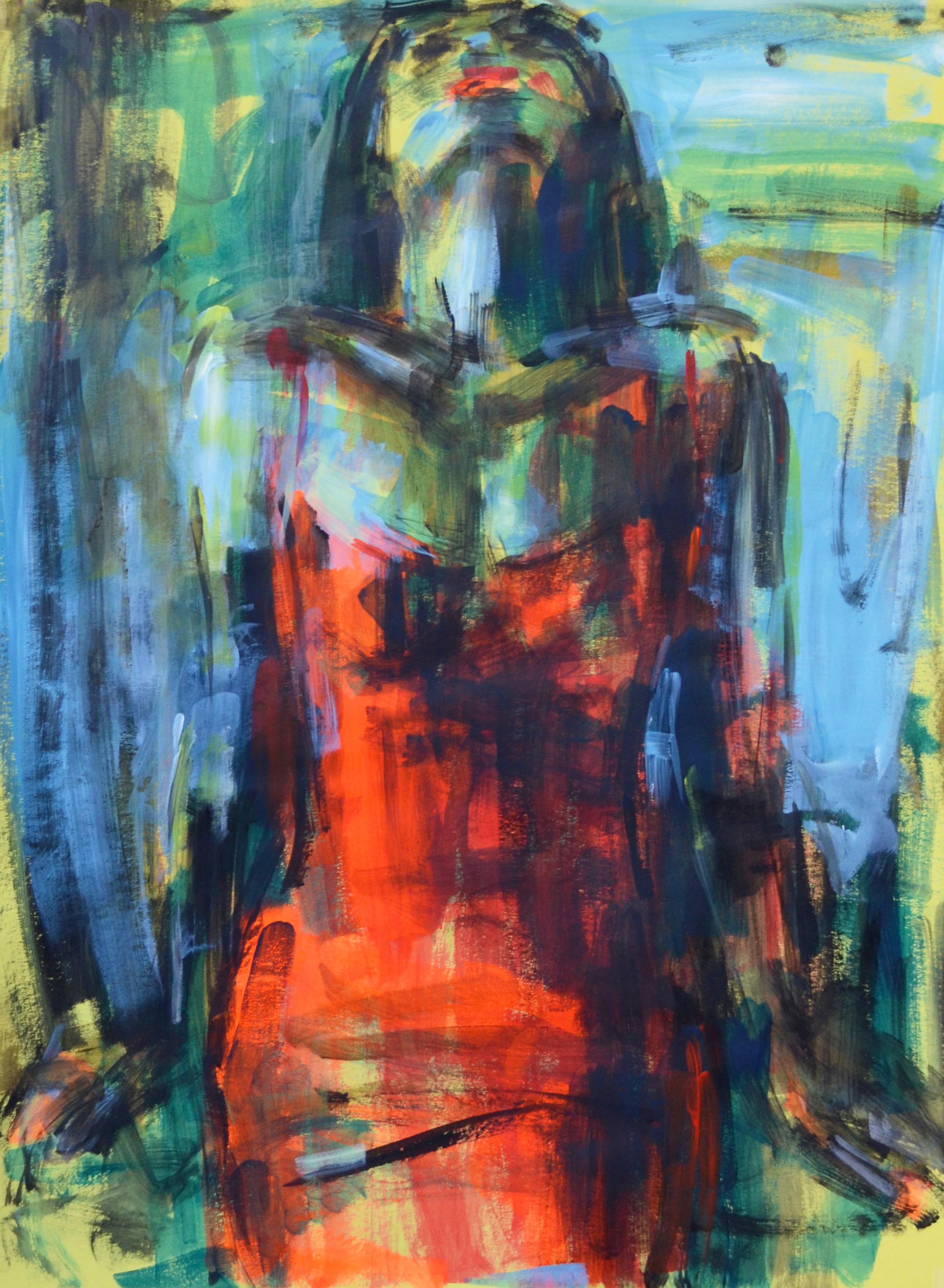 Nelina Trubach-Moshnikova Figurative Painting - "Red Dress"