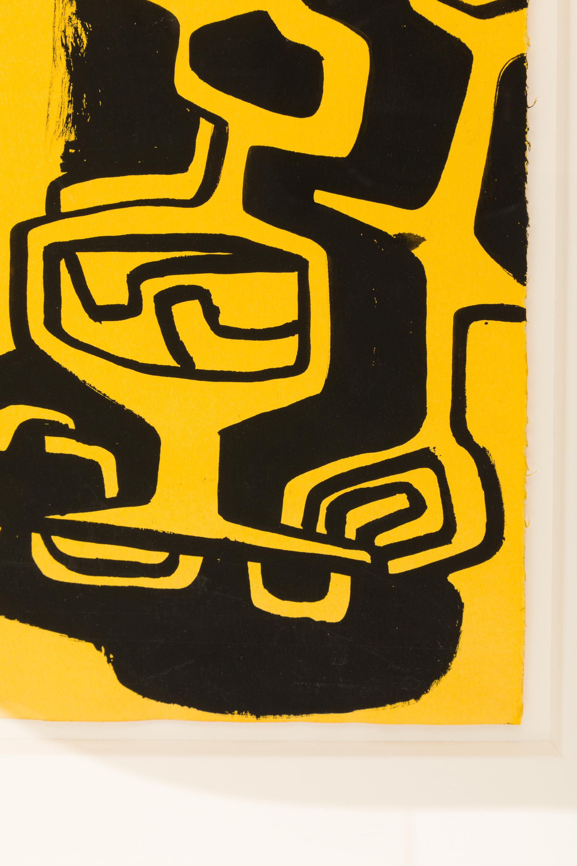 Nell Blaine: abstrakte Gouache-Zeichnung mit Feder und Tusche auf Papier, USA, 1940er Jahre (Mitte des 20. Jahrhunderts) im Angebot