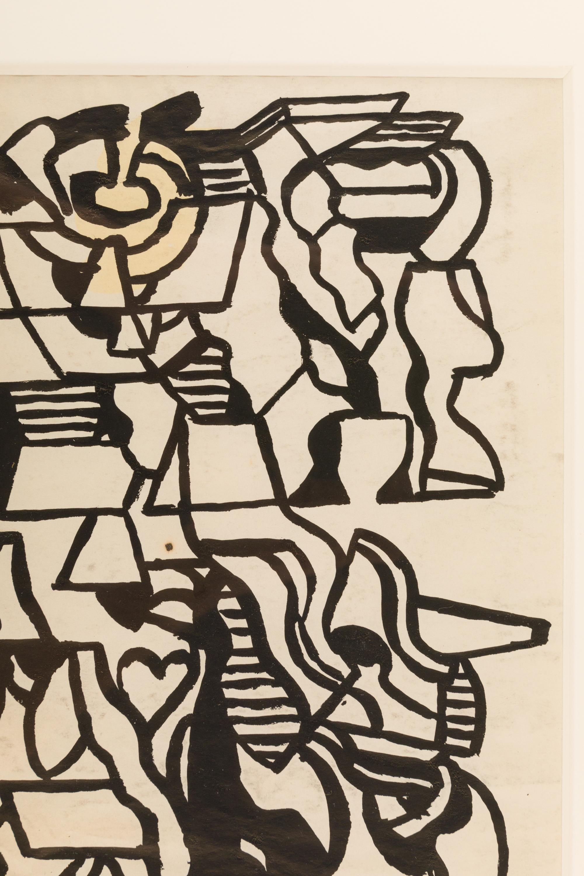 Nell Blaine: Abstrakte Tuschezeichnung auf Papier, USA, 1940er Jahre im Zustand „Gut“ im Angebot in New York, NY