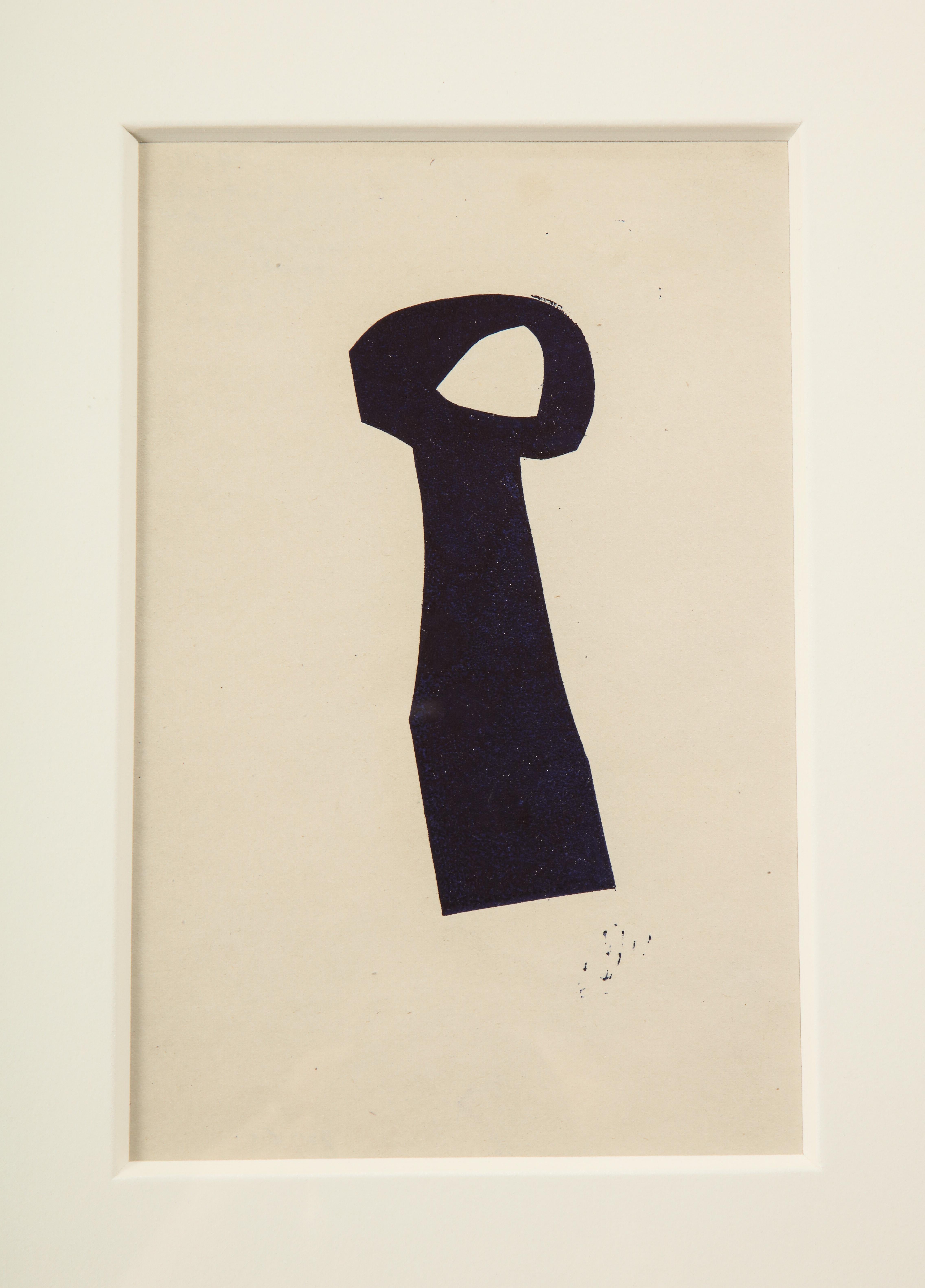 Nell Blaine Abstraktion Tusche auf Papier, USA 1940er Jahre (amerikanisch) im Angebot