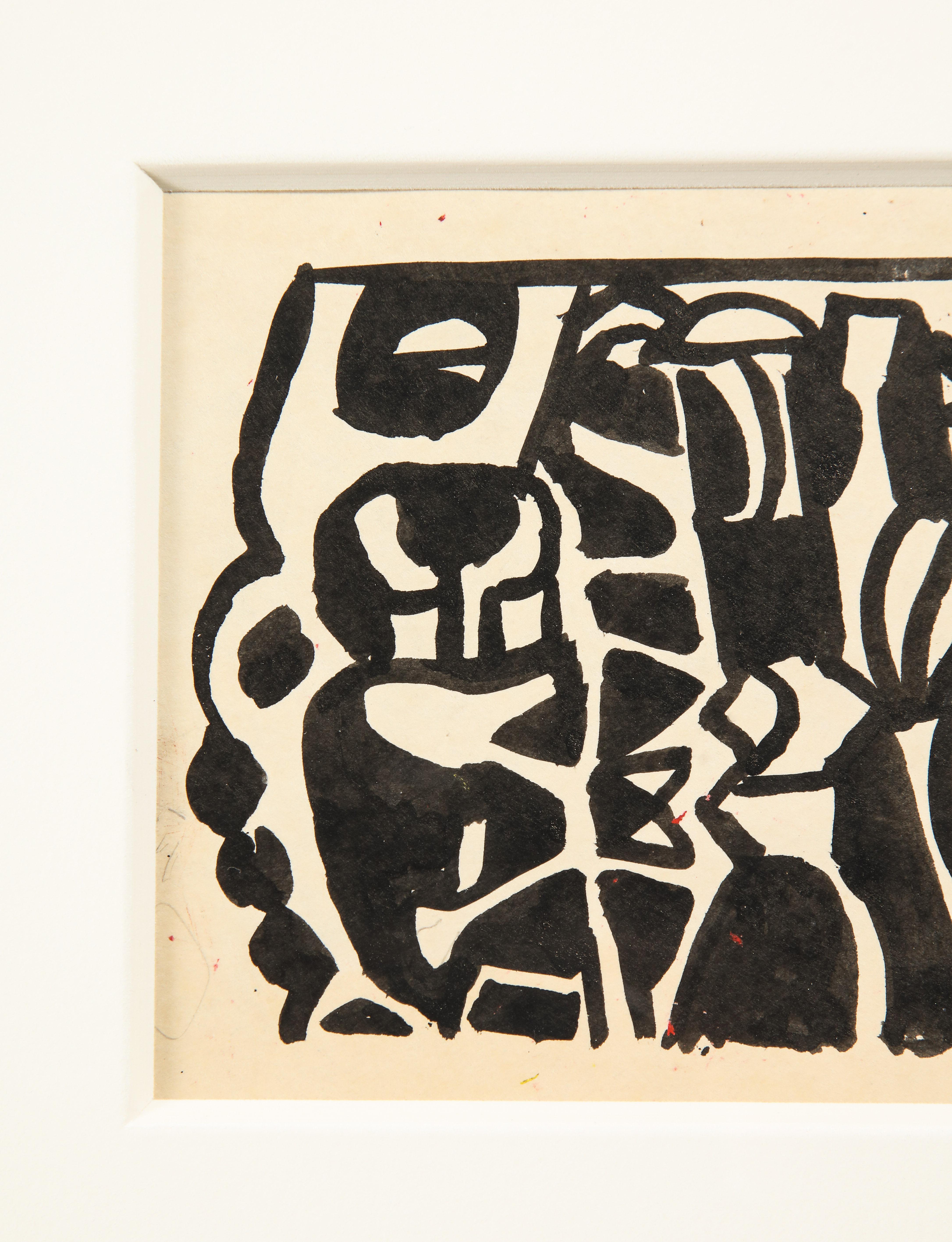 Disegno a inchiostro in bianco e nero su carta di Nell Blaine, USA, anni '40 In condizioni buone in vendita a New York, NY