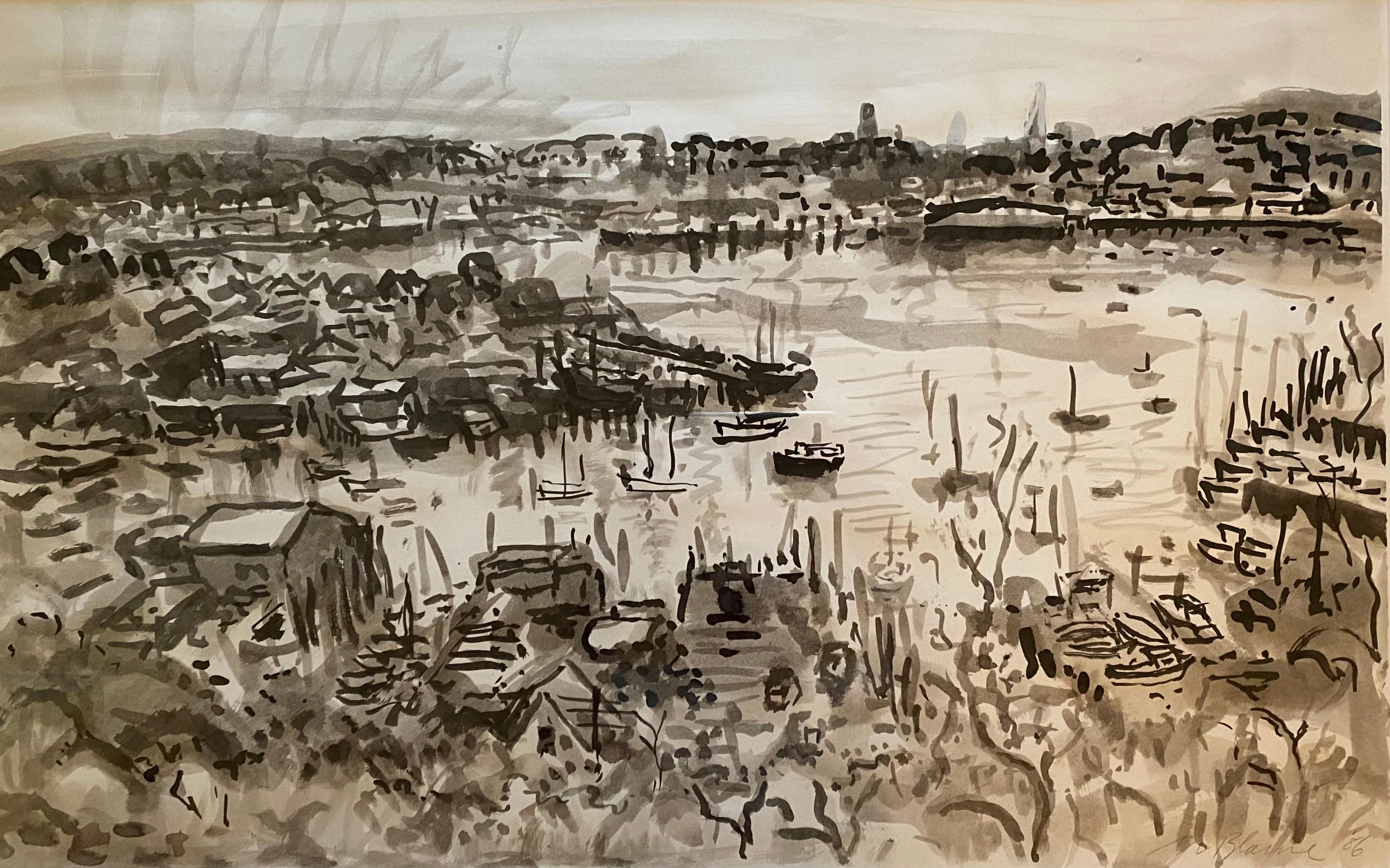 The Harbor From Banner Hill - Mixed Media Art by Nell Blaine