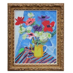 Vintage "Anemones and Star of Bethlehem" Impressionist Still Life Painting