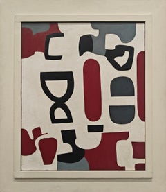 "Red and Black" Nell Blaine, Modernist Female Artist, Red, Grey, Black, Abstract