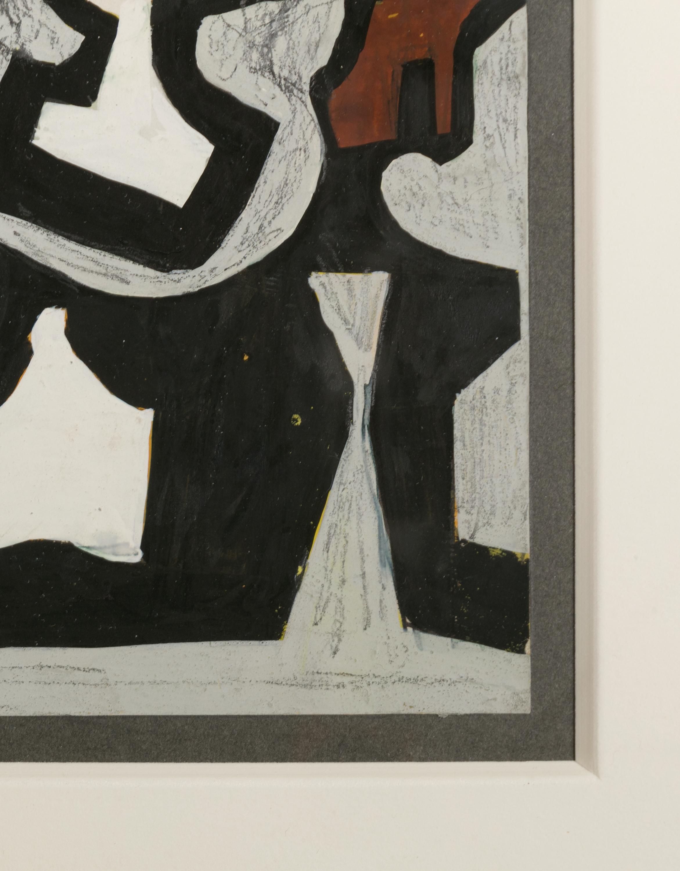 Nell Blaine, „Ohne Titel“: Abstraktes Gemälde, gemischte Materialen auf Papier in Rahmen, USA 1940er Jahre (amerikanisch) im Angebot
