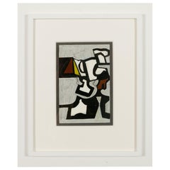 Nell Blaine "Untitled" Abstract Mixed-Media on Paper in Frame, USA 1940s