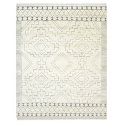 Nell, Bohemian Moroccan Hand Knotted Area Rug, Parchment