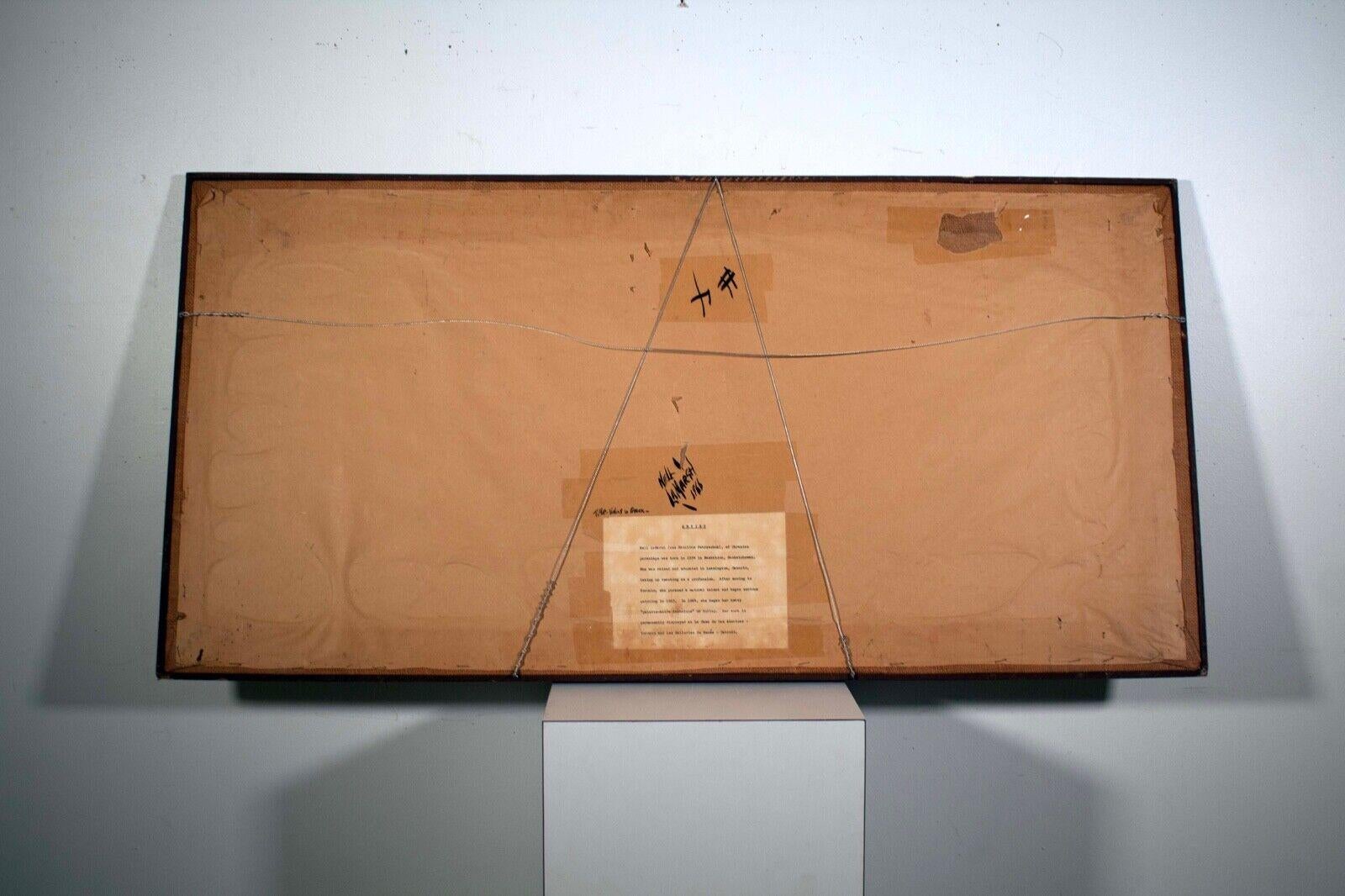 Nell Lamarsh Signed Mid-Century Modern Violin Oil Painting on Canvas Framed 1966 5