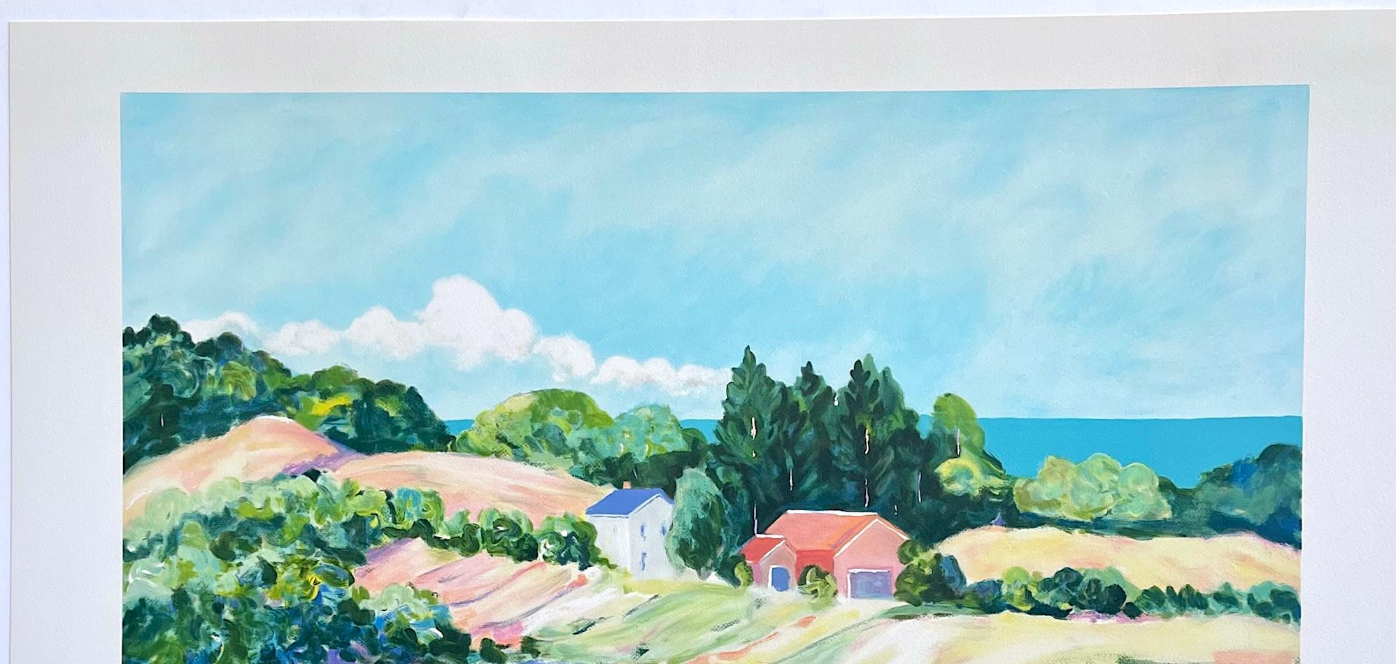Paesaggio a pastello: fattoria impressionista, litografia firmata stile Monet moderno - Print Impressionismo di Nell Revel-Smith