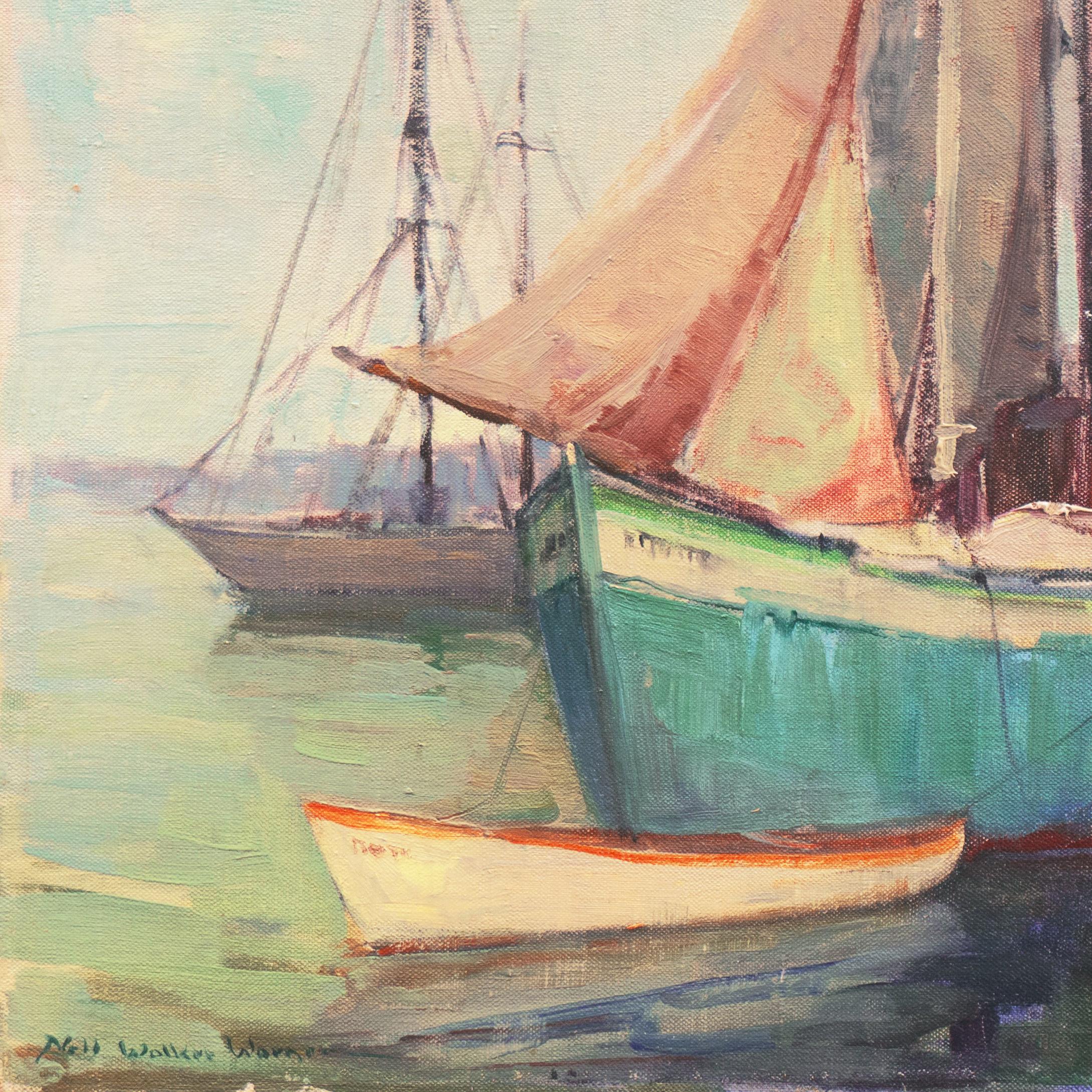 'Cape Ann Harbor', Woman Artist, Massachusetts, Rockport, Gloucester, LACMA - Impressionist Painting by Nell Walker Warner