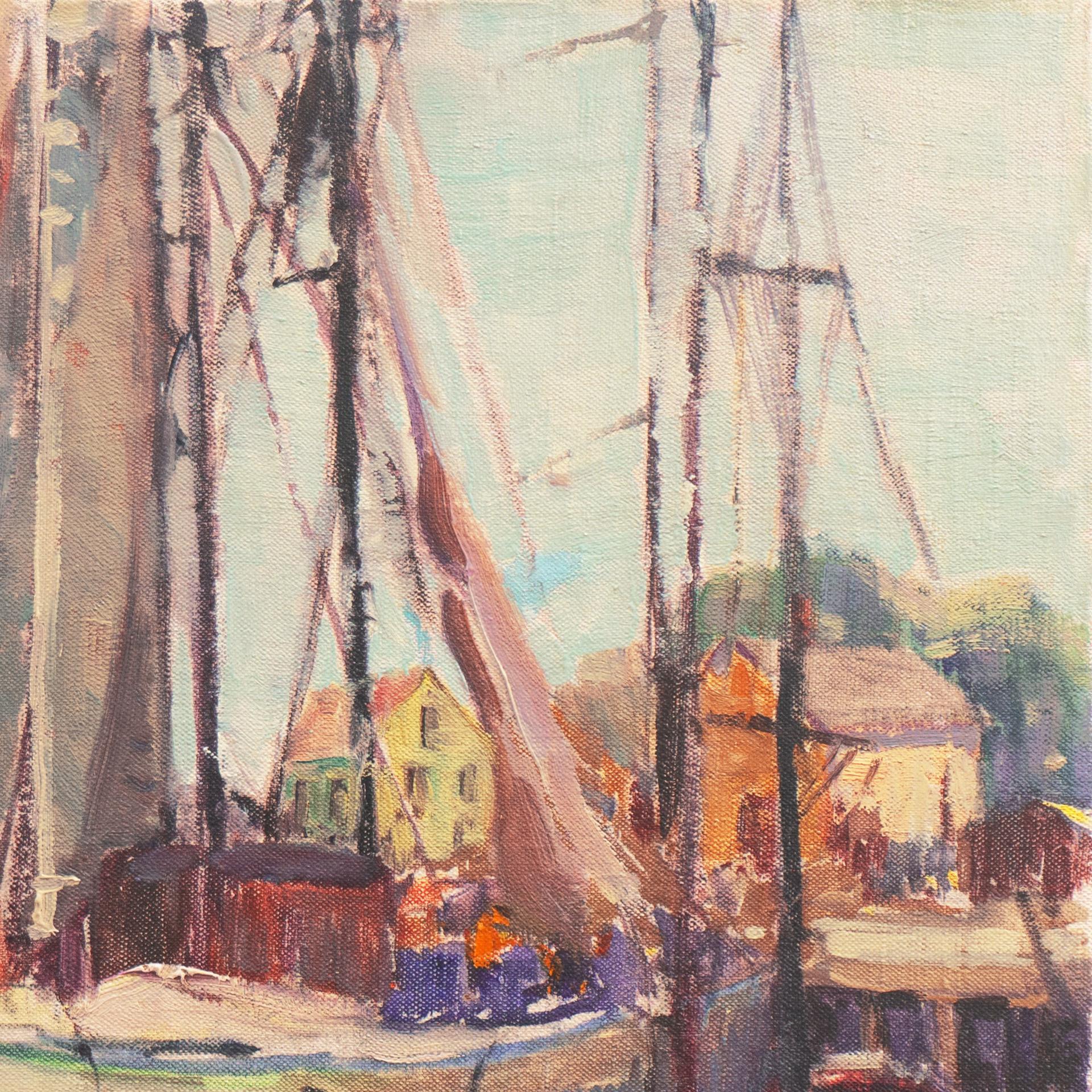 « Cape Ann Harbor », artiste féminine, Massachusetts, Rockport, Gloucester, LACMA en vente 1