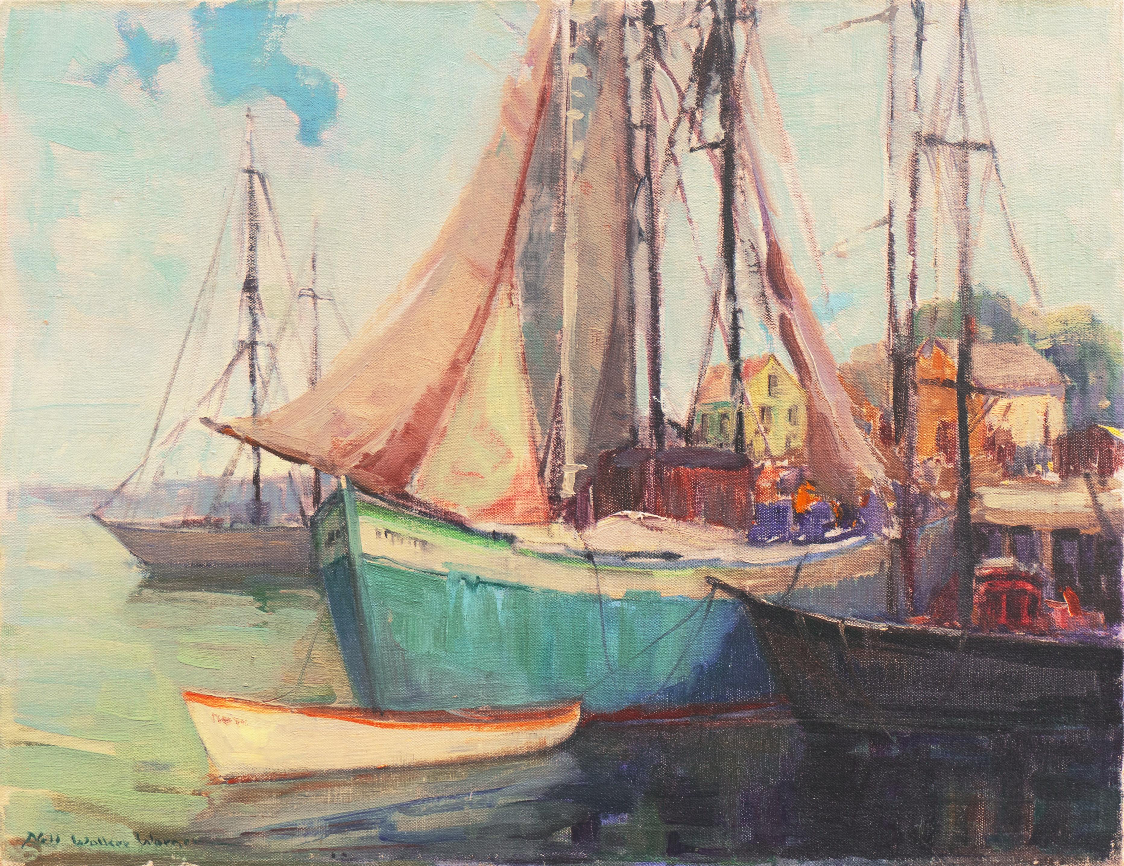 Landscape Painting Nell Walker Warner - « Cape Ann Harbor », femme artiste, Massachusetts, Rockport, Gloucester, LACMA