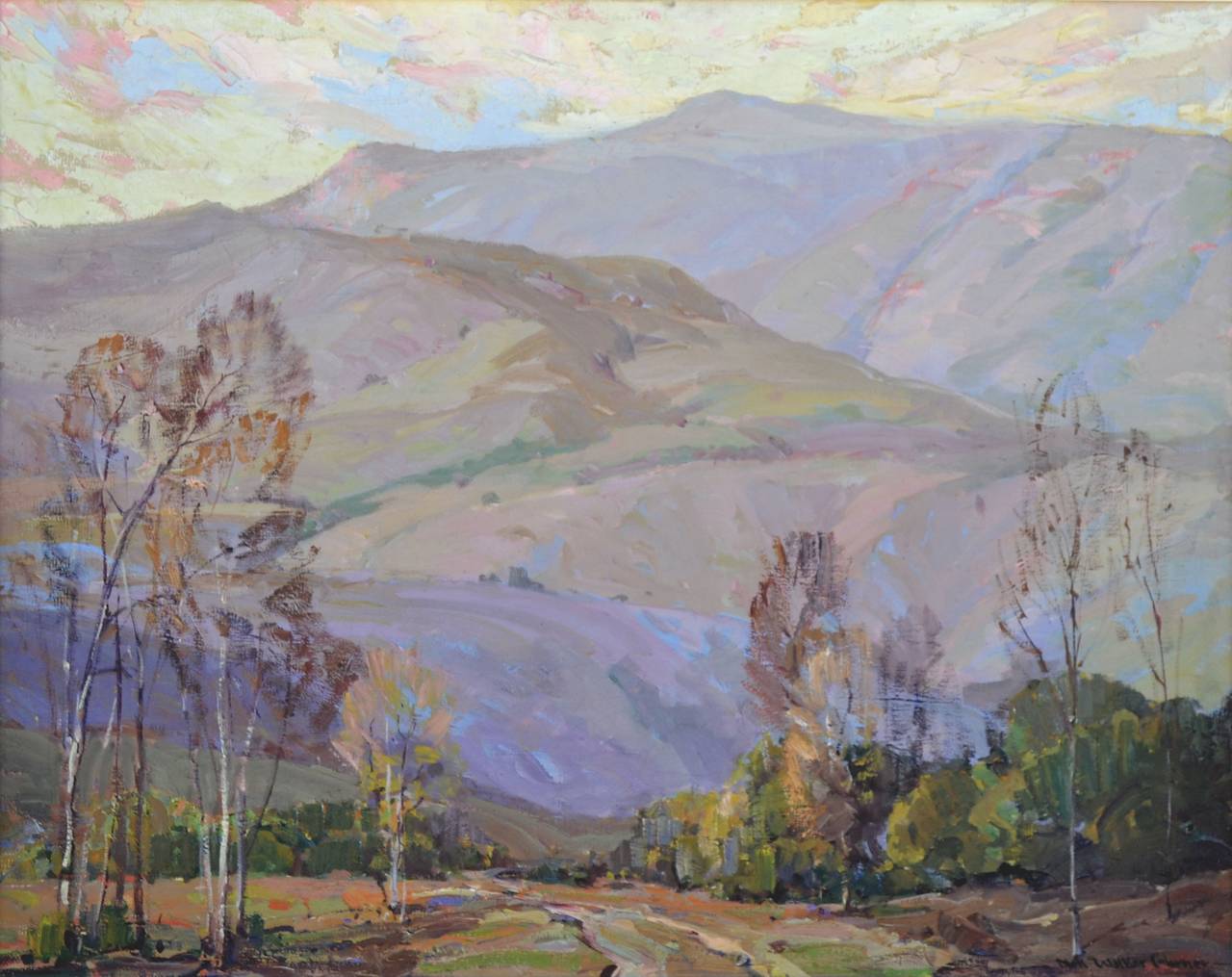 Paysage de Santa Paula Mtns en Californie du Sud du milieu du siècle dernier, Nell Walker Warner en vente 1