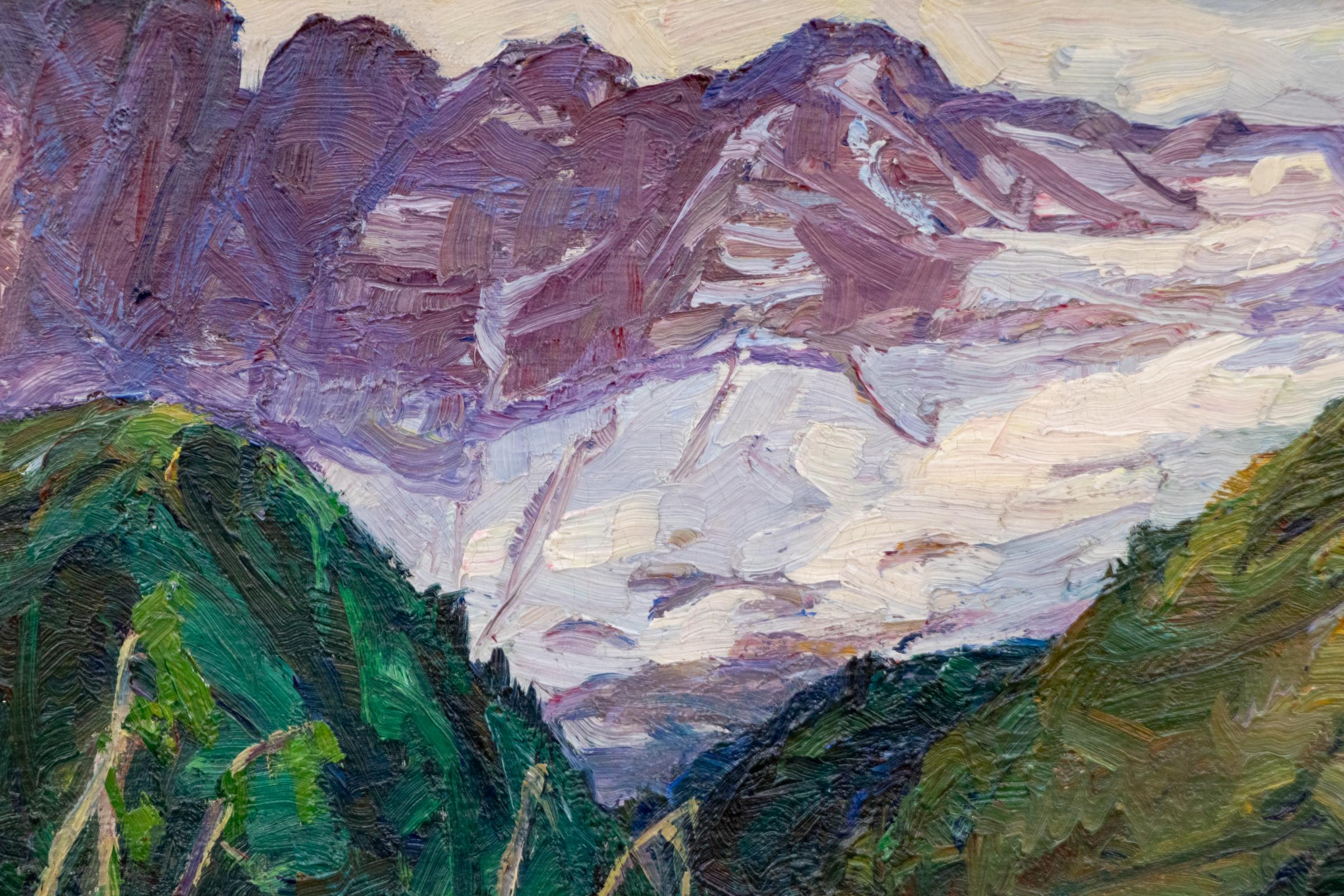 Nel Parco dei Ghiacciai: dipinto a olio originale del 1920 del Parco Nazionale dei Ghiacciai, Montana - Painting Impressionismo americano di Nellie Augusta Knopf