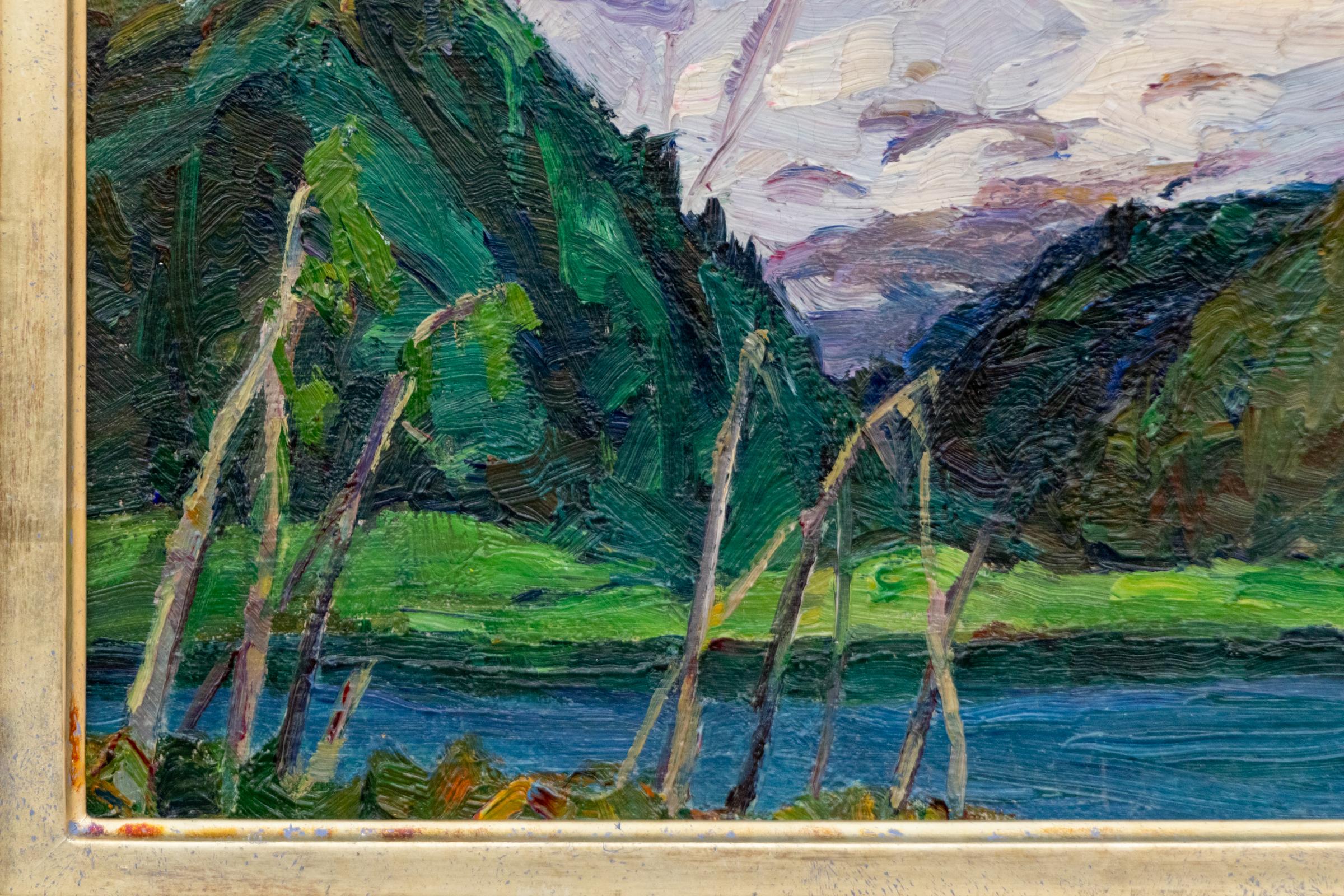 Nel Parco dei Ghiacciai: dipinto a olio originale del 1920 del Parco Nazionale dei Ghiacciai, Montana in vendita 1