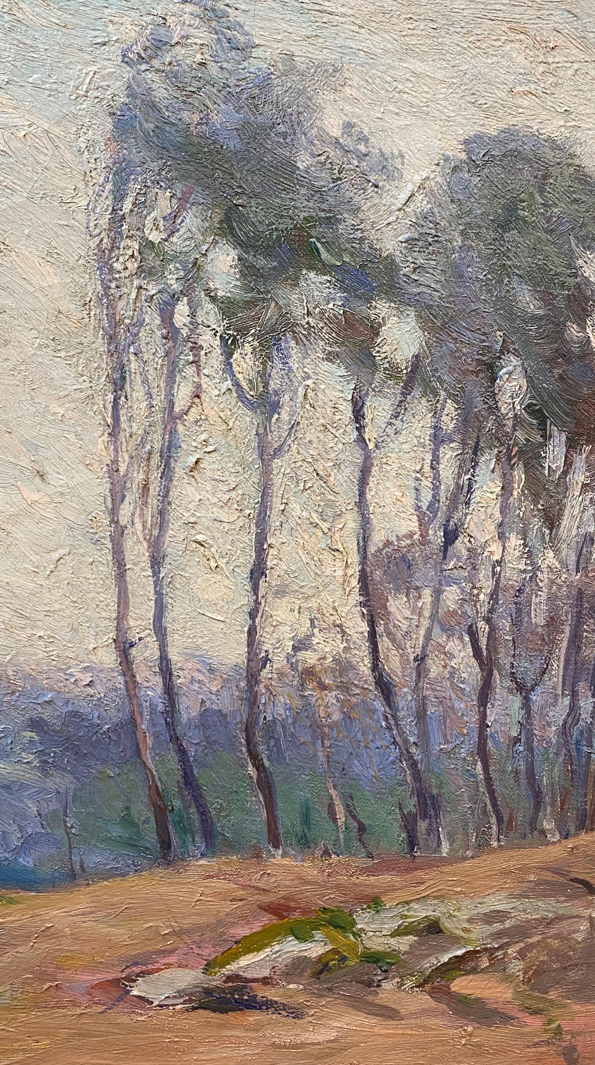 Ein feines impressionistisches Landschaftsölgemälde der amerikanischen Künstlerin Nellie Augusta Knopf (1875-1962). Knopf wurde in Chicago, IL, geboren und studierte Kunst am Art Institute of Chicago, wo sie bei John Vanderpoel und Frederick Free