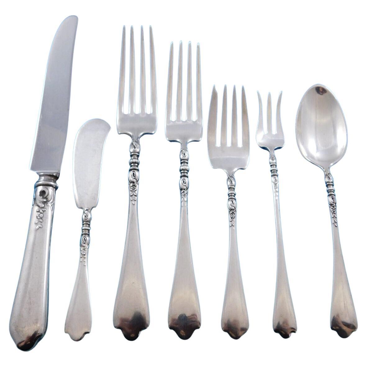 Nellie Custis by Lunt Sterling Silver Flatware Set for 12 Service 89 Pieces For Sale