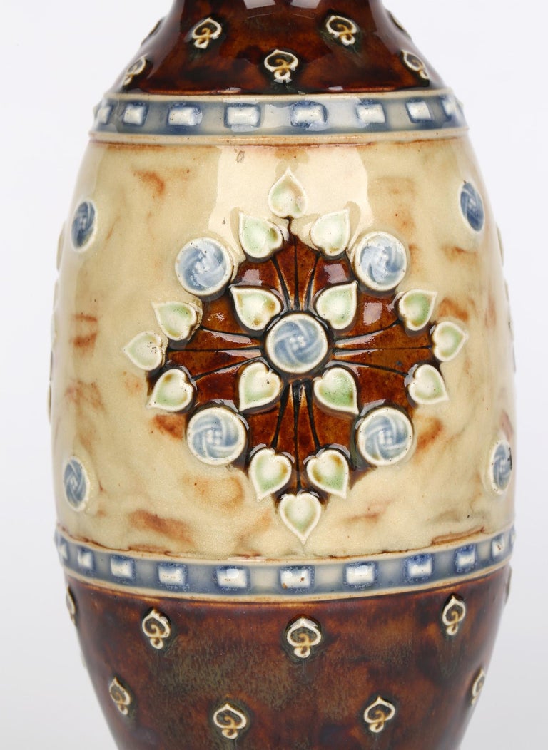 Nellie Garbett for Doulton Lambeth Art Nouveau Floral Pattern Vase For Sale 5