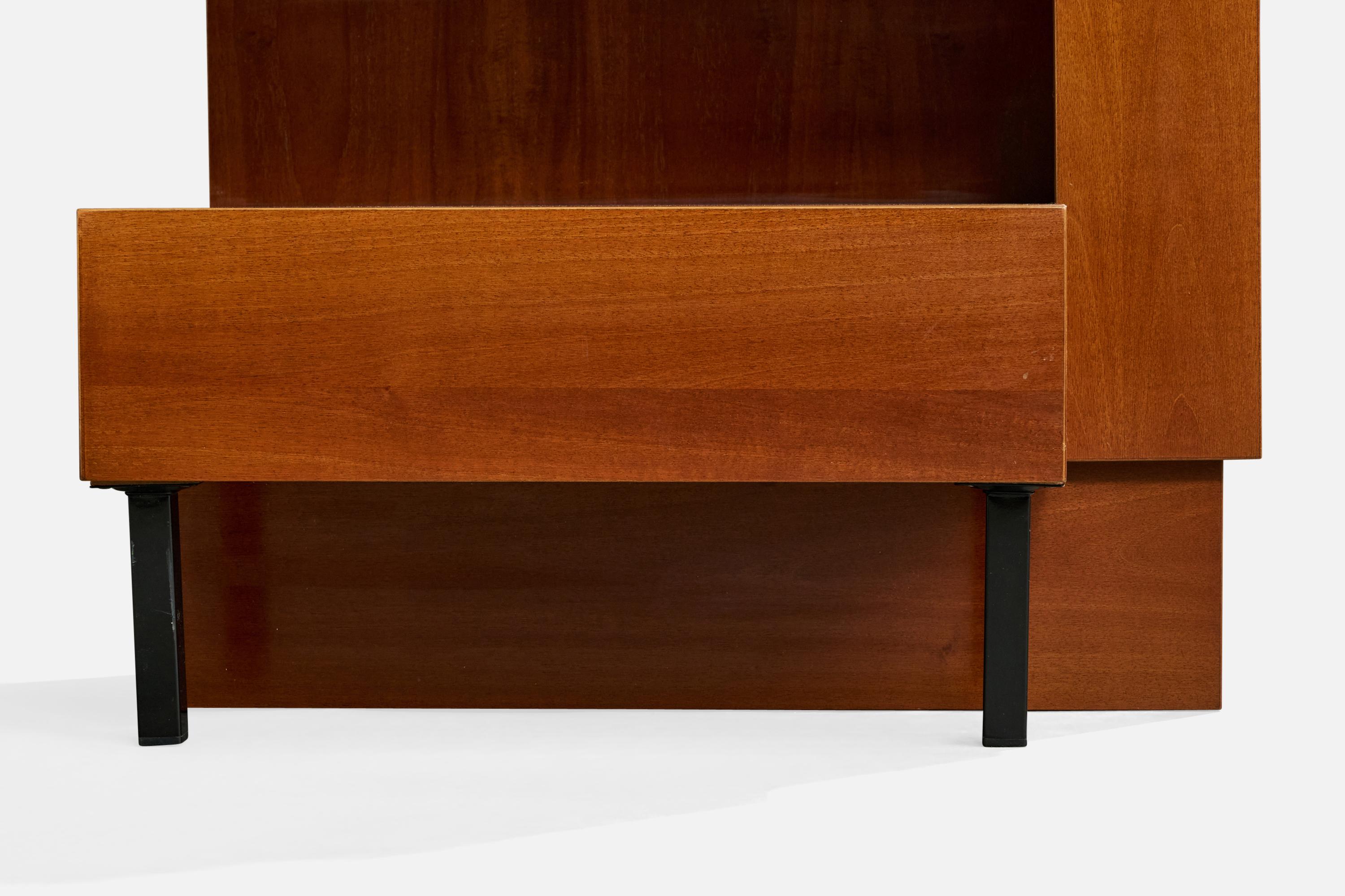 Nello Baroni Attribution, Nightstands, Wood, Metal, Italy, 1960s For Sale 5