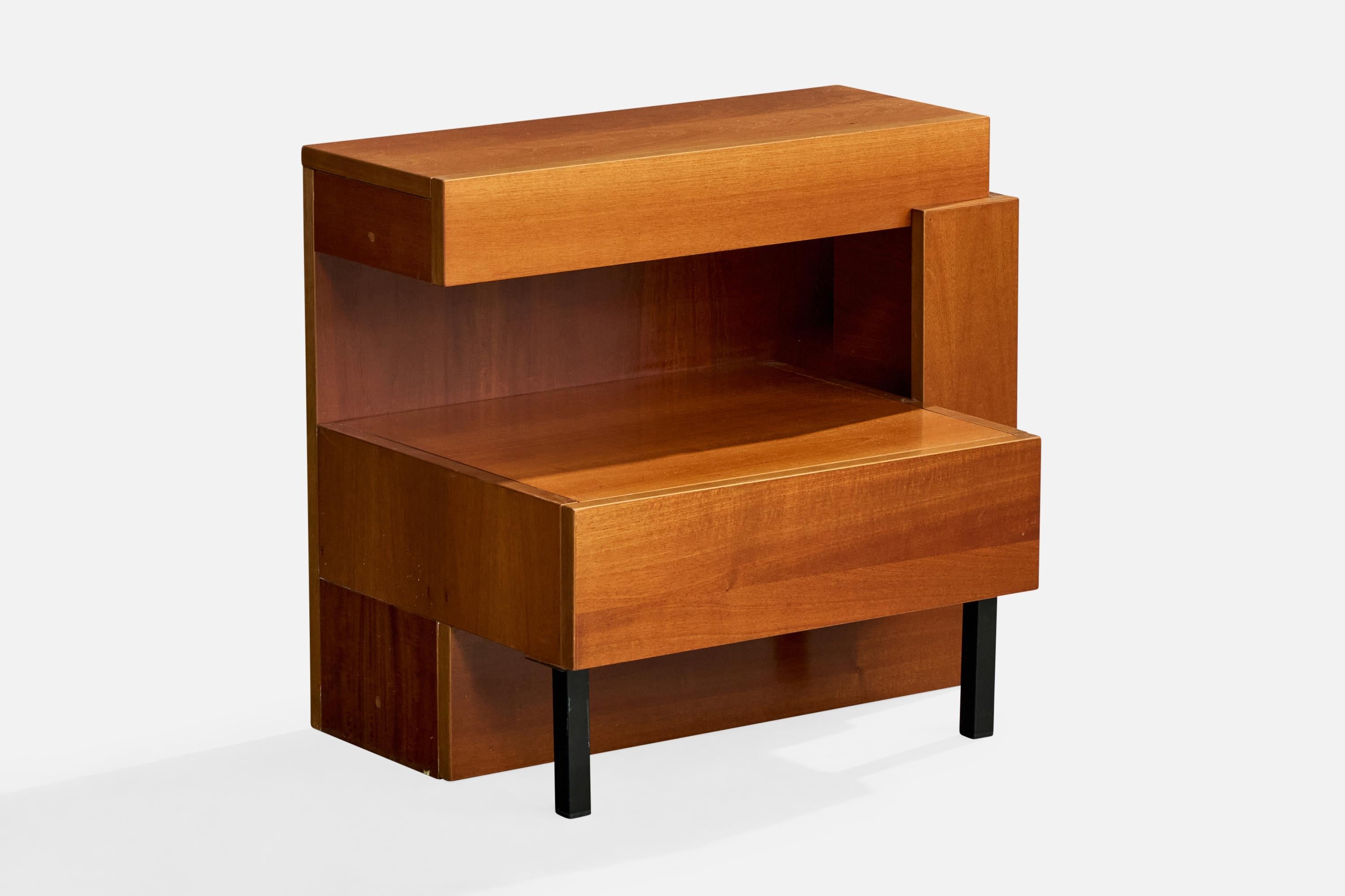 Italian Nello Baroni Attribution, Nightstands, Wood, Metal, Italy, 1960s For Sale