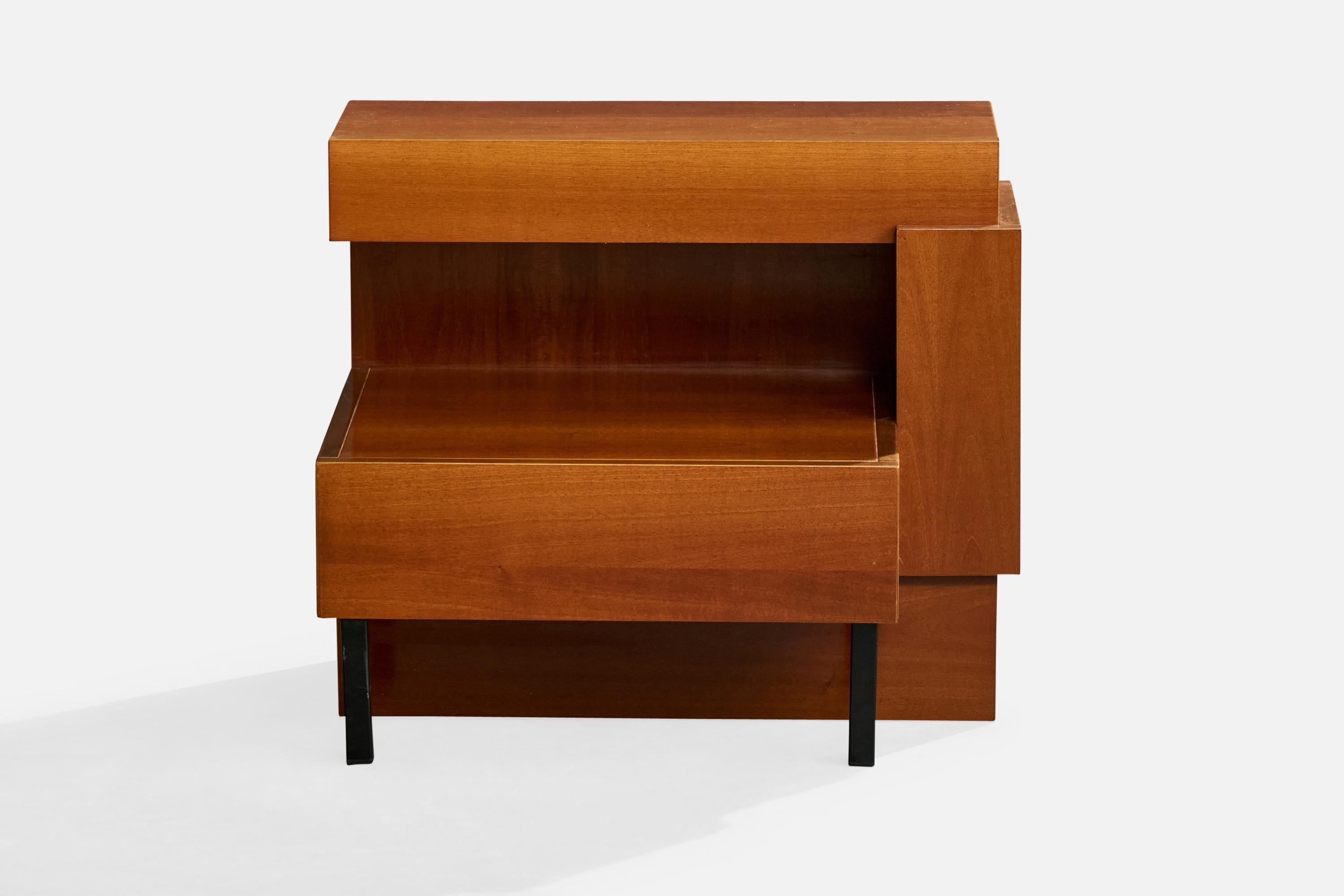 Nello Baroni Attribution, Nightstands, Wood, Metal, Italy, 1960s In Good Condition For Sale In High Point, NC